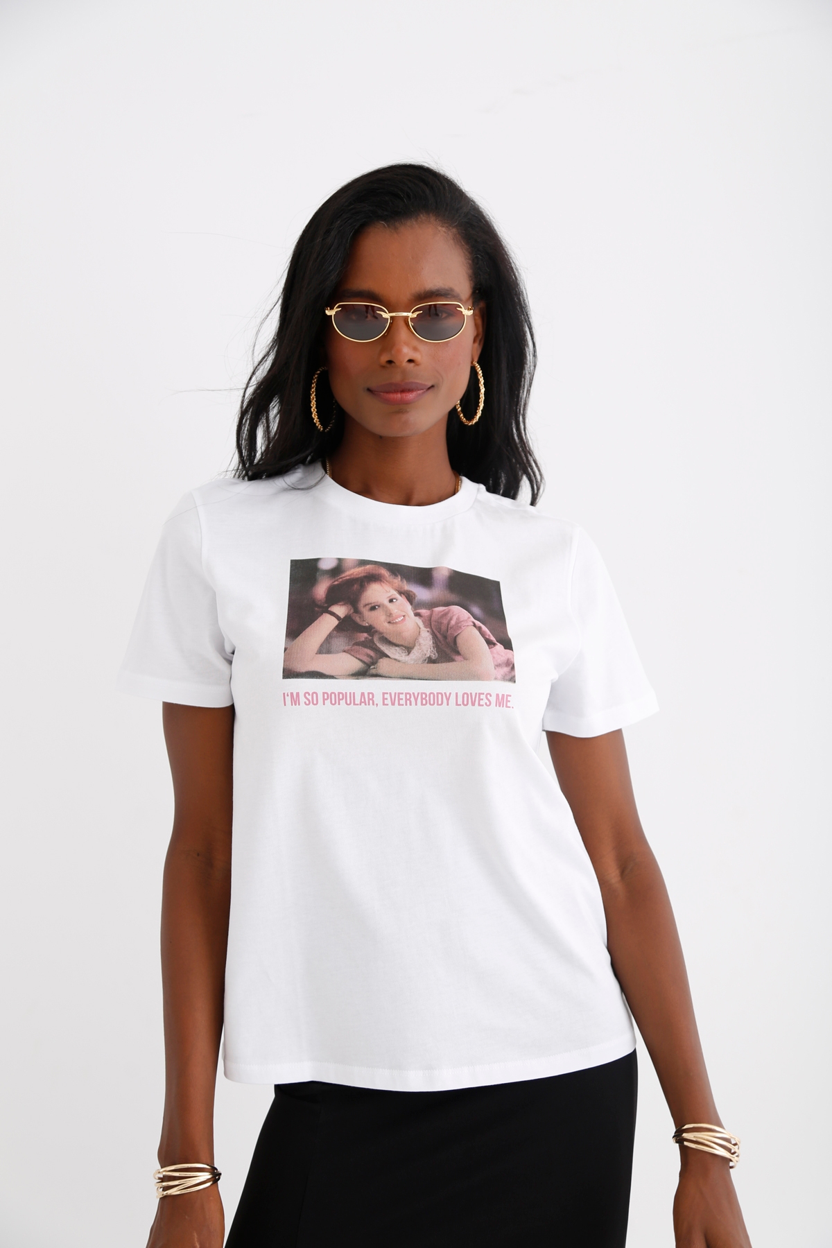 Beyaz Baskılı Tshirt 
