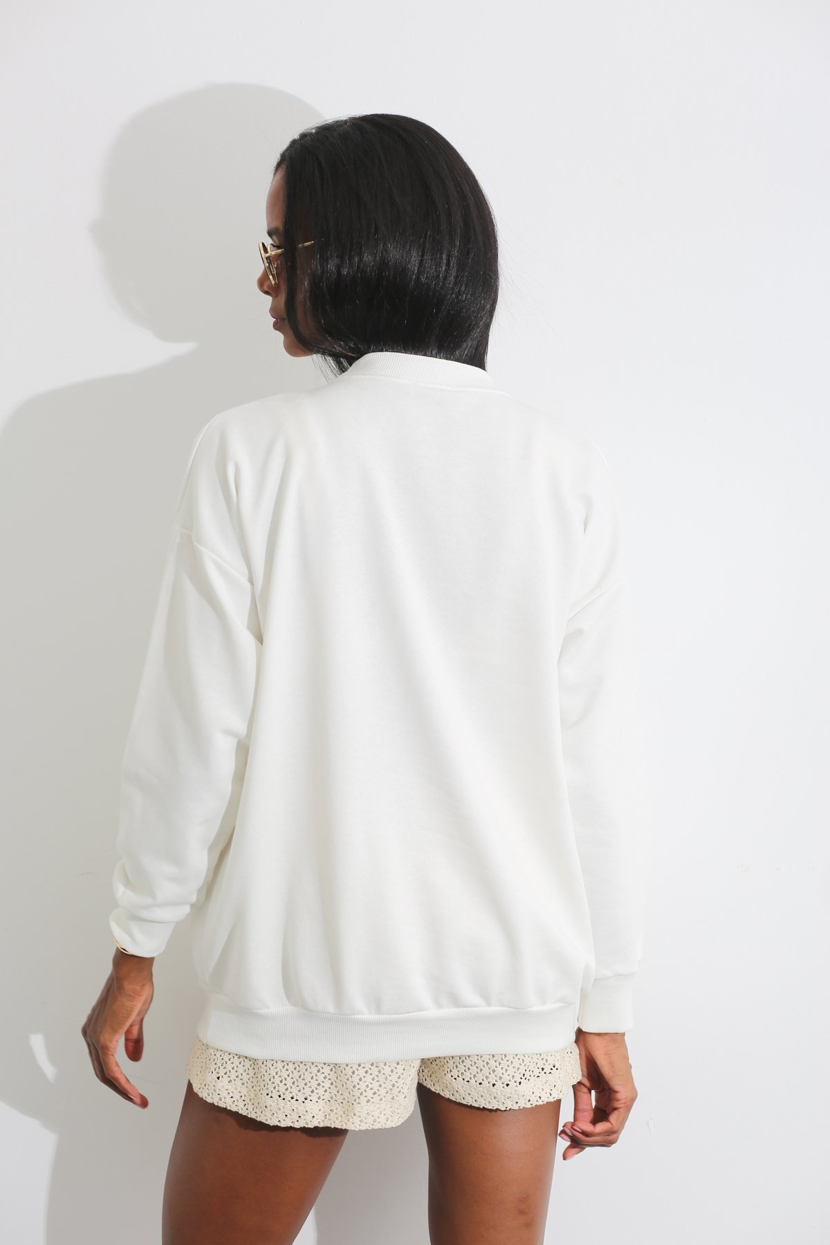Beyaz California Baskılı Sweatshirt 3786