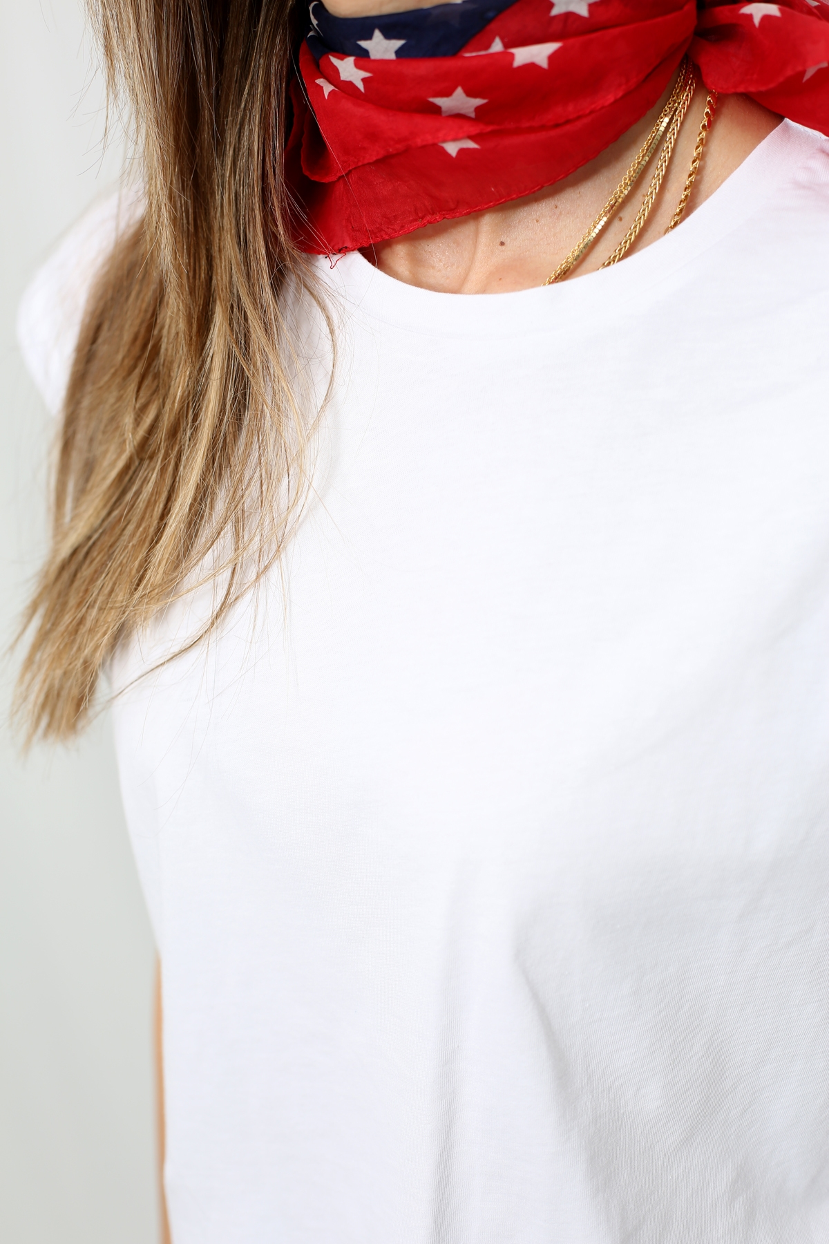 Beyaz Duble Kol Crop Tshirt