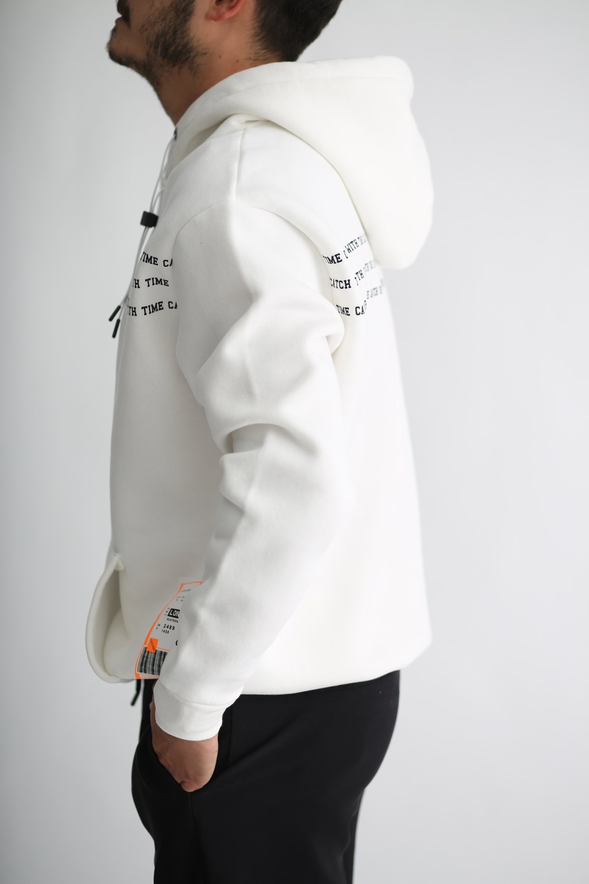 Beyaz Erkek Kapşonlu Sweatshirt K-283