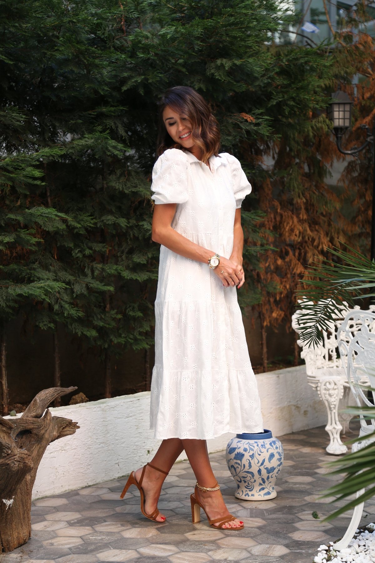 Beyaz Fistolu Elbise 3451