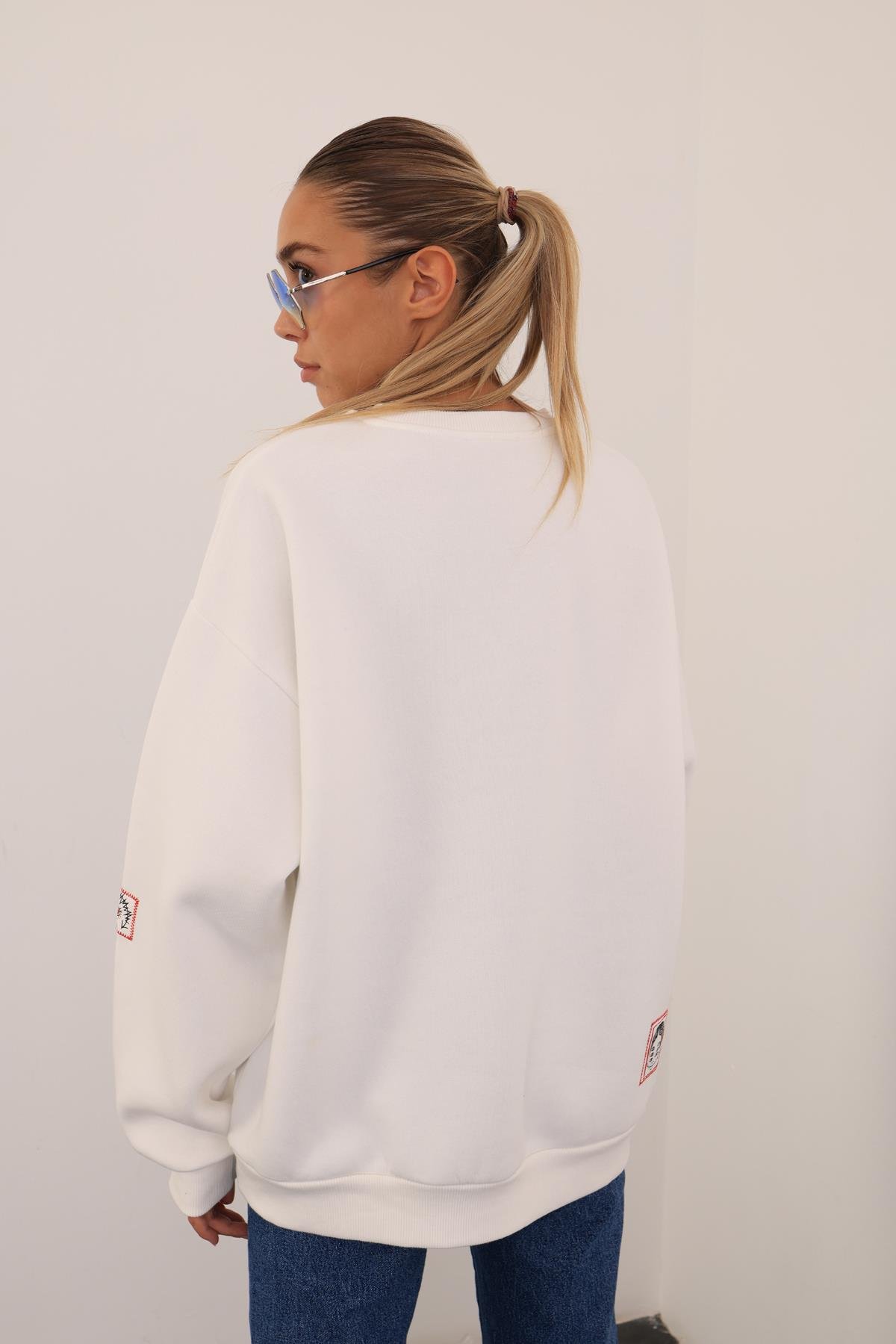 Beyaz Georgıa Baskılı Sweatshirt 17749