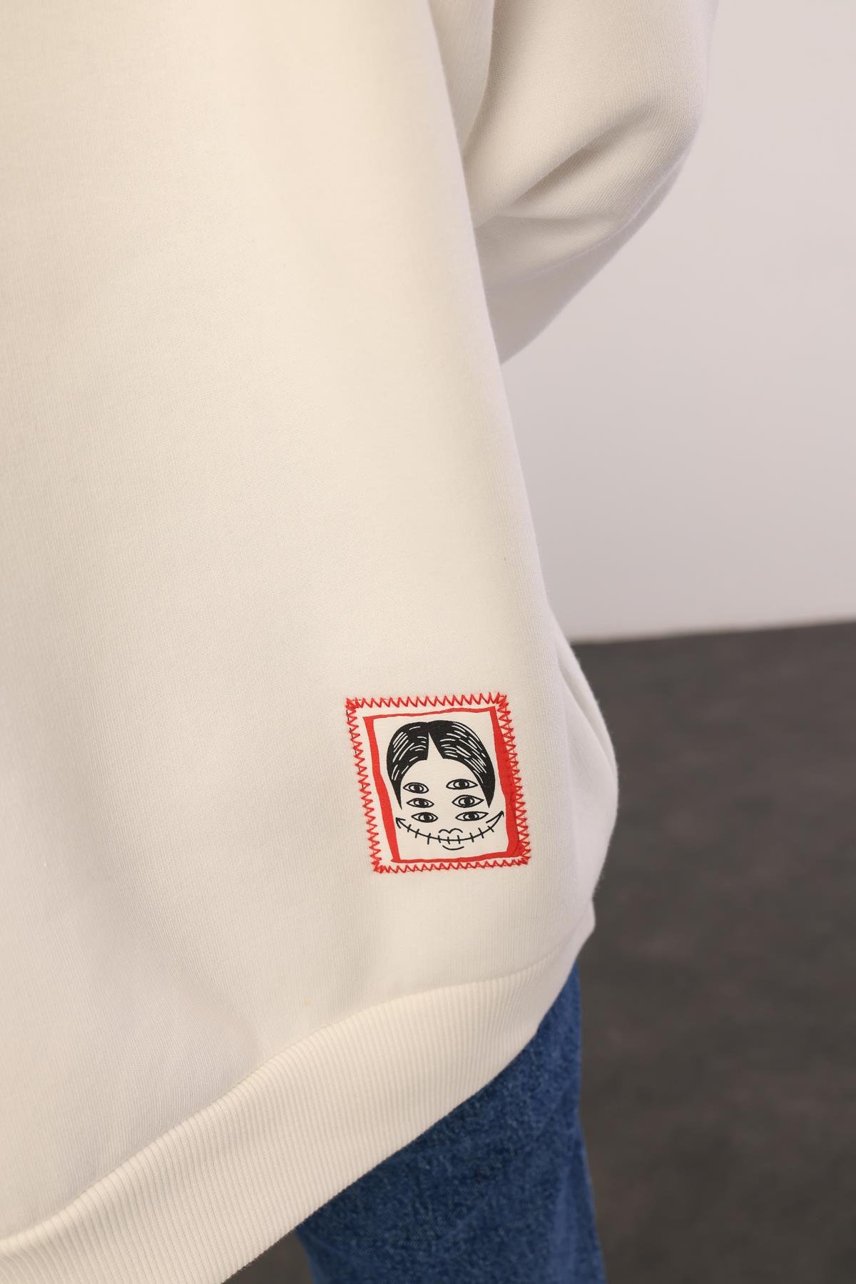 Beyaz Georgıa Baskılı Sweatshirt 17749