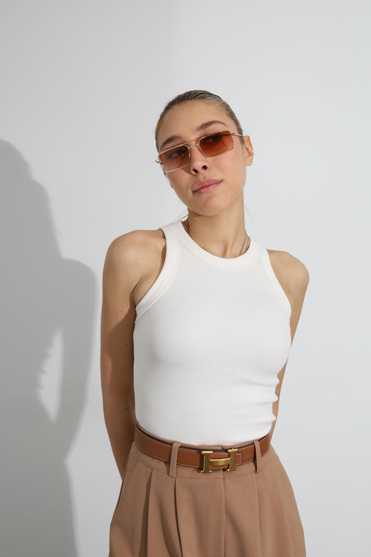 Beyaz Halter Yaka Atlet 23067