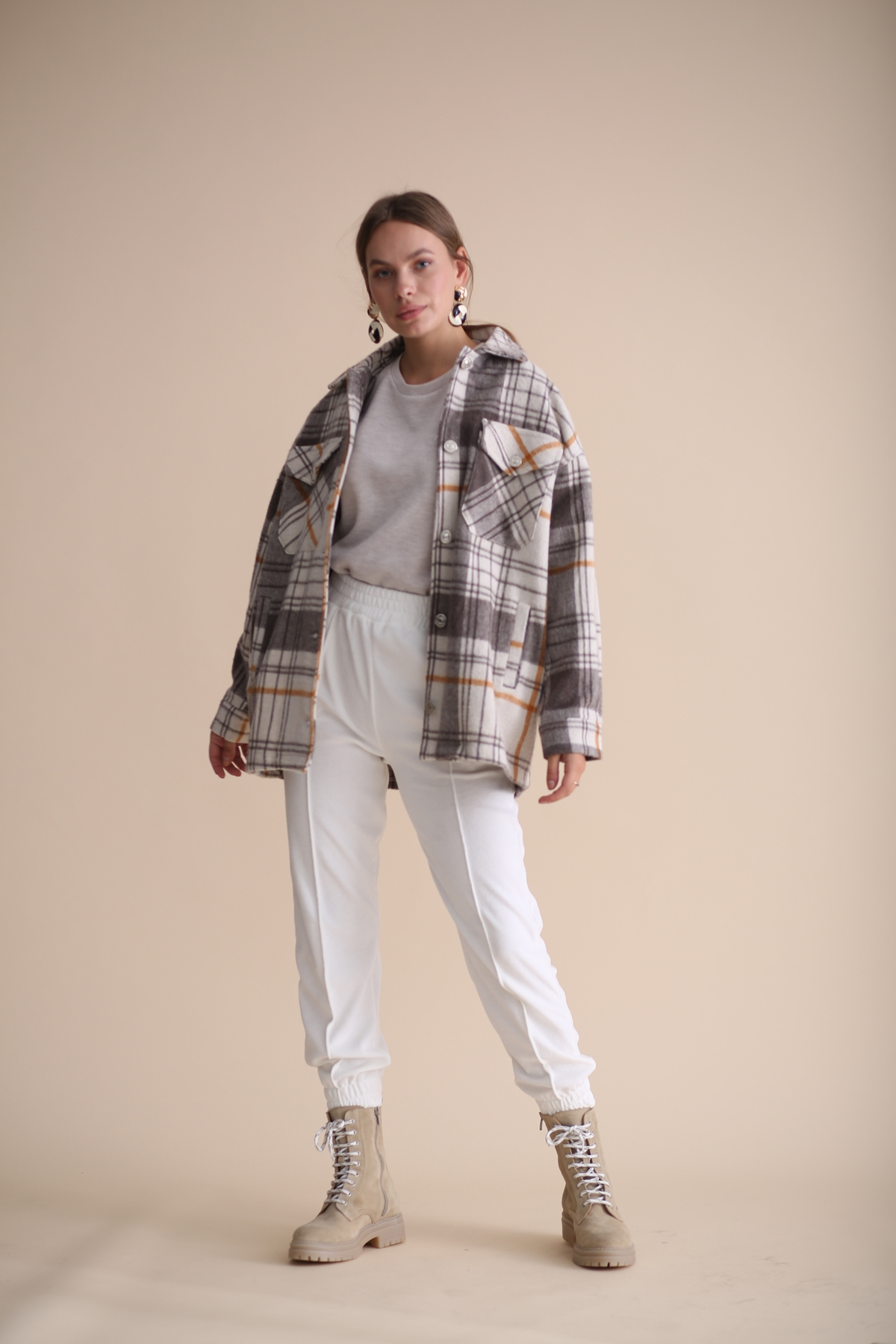 Beyaz Havlu Kadife Jogger Pantolon 33026
