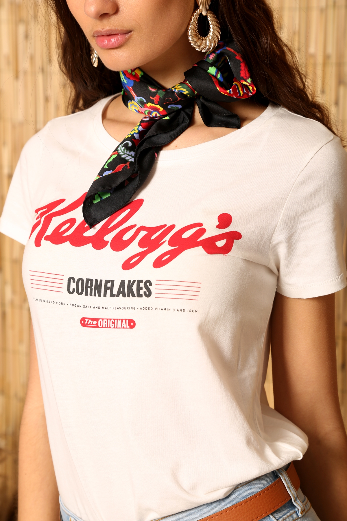Beyaz Kelloggs Baskılı Tshirt