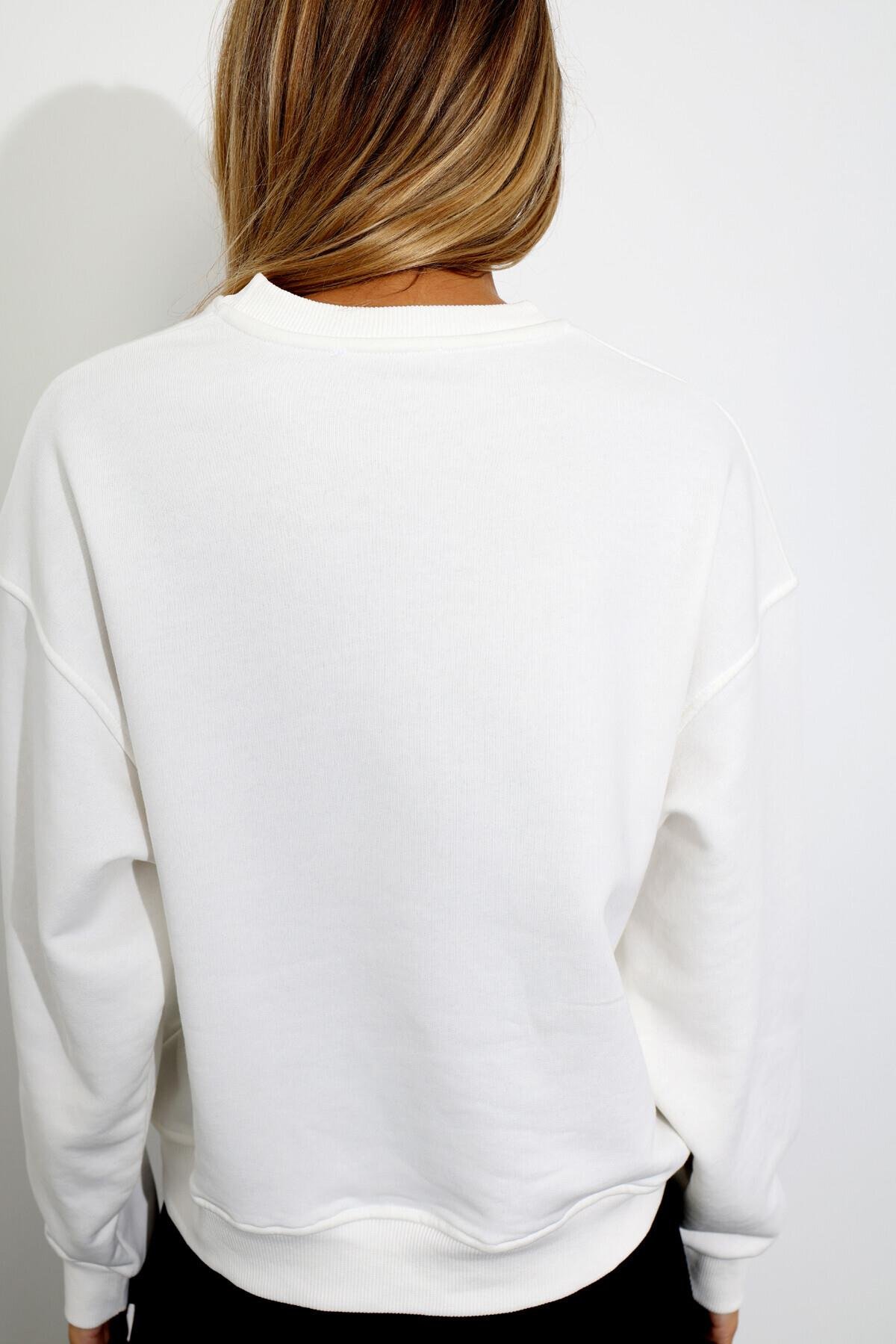 Beyaz Mickey Nakışlı Sweatshirt 13575