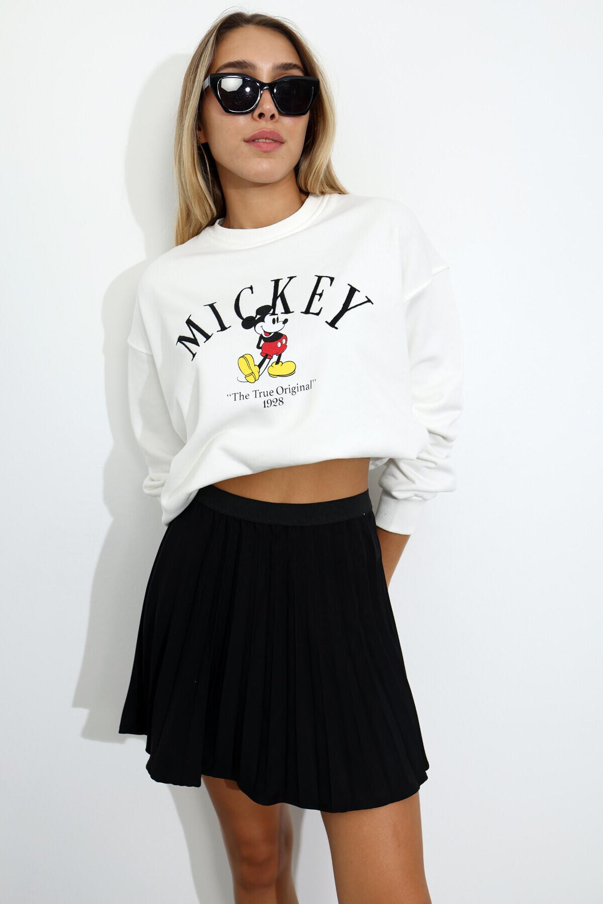 Beyaz Mickey Nakışlı Sweatshirt 13575