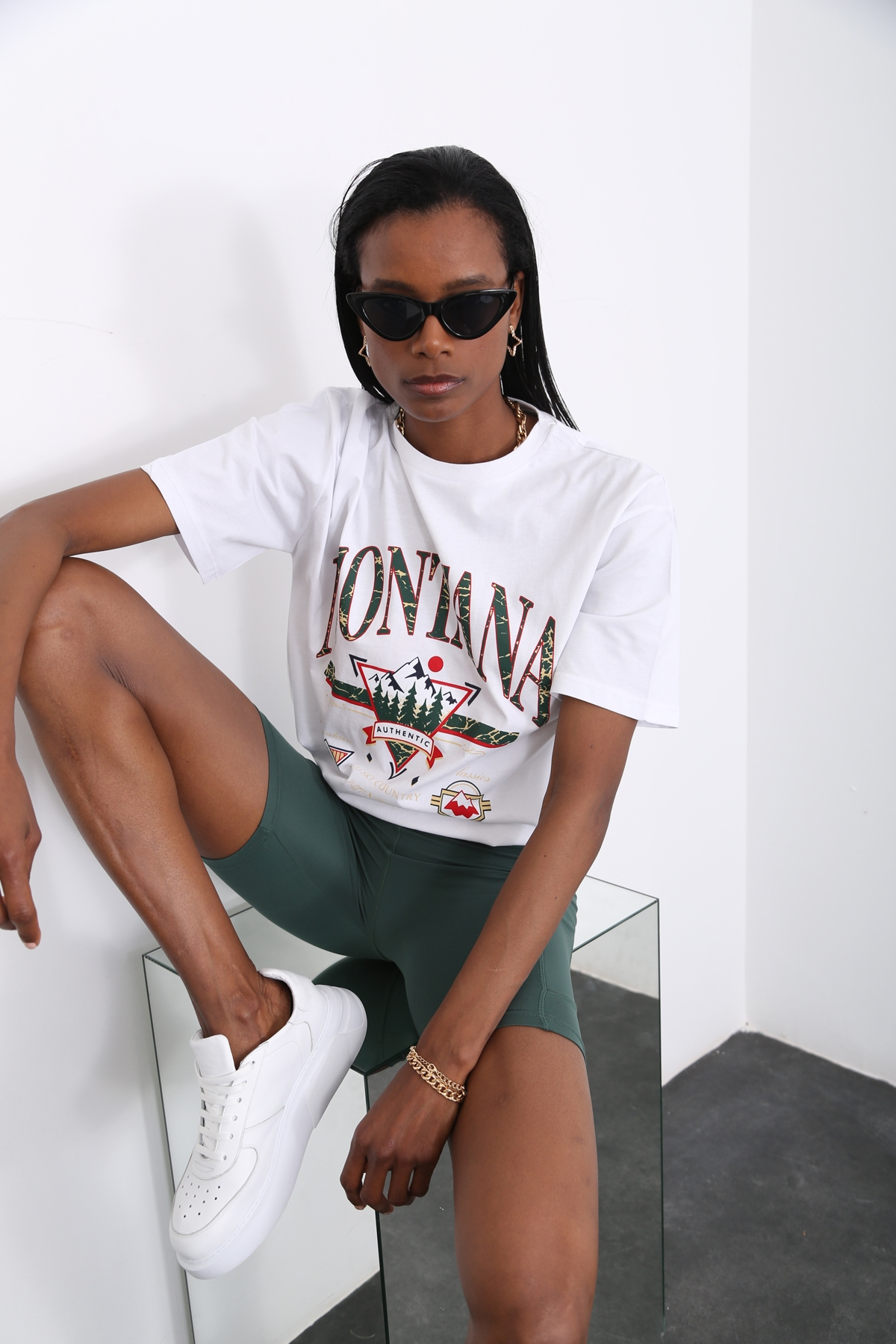 Beyaz Montana Baskılı Tshirt 3400