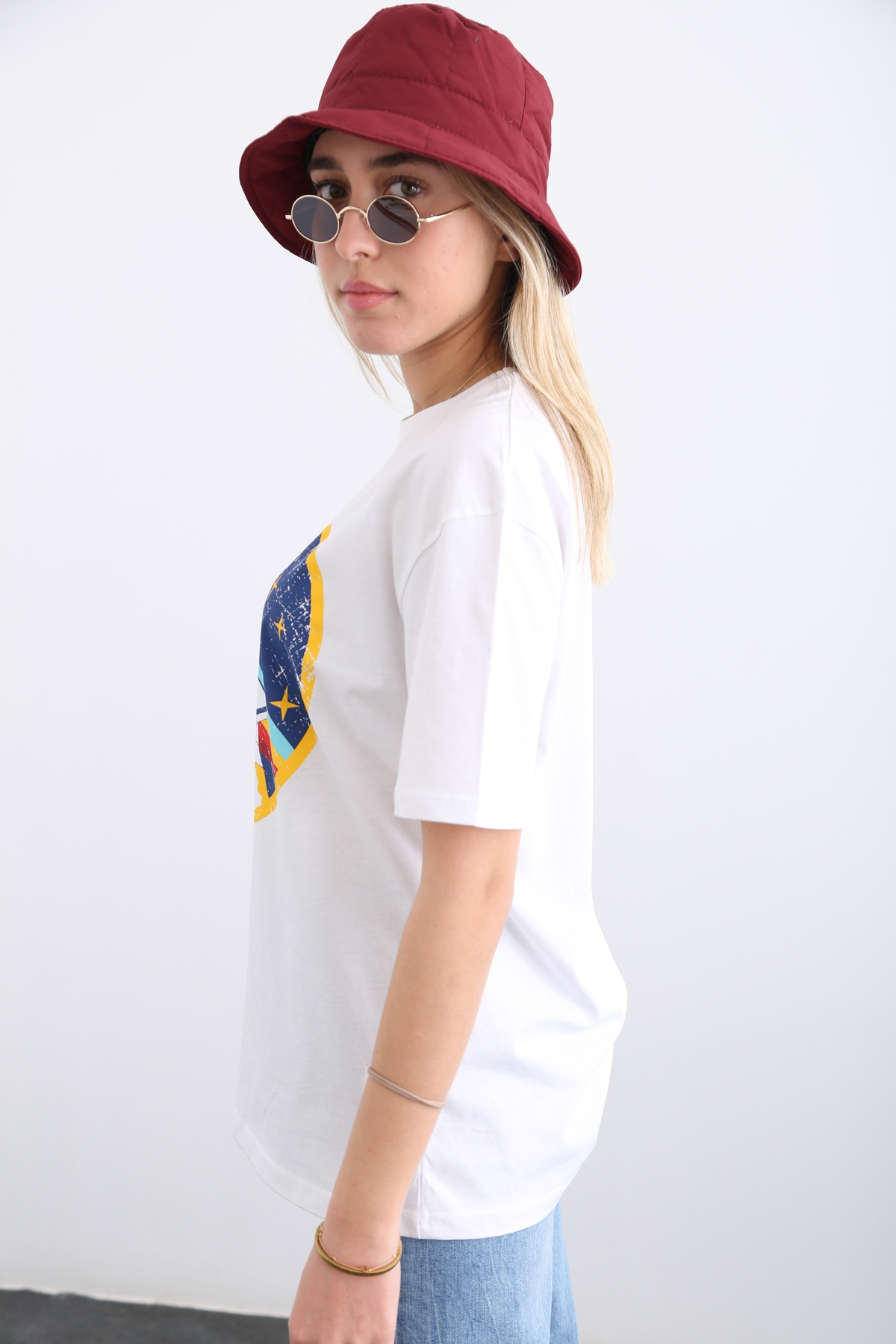 Beyaz Nasa Baskılı Tshirt 12212