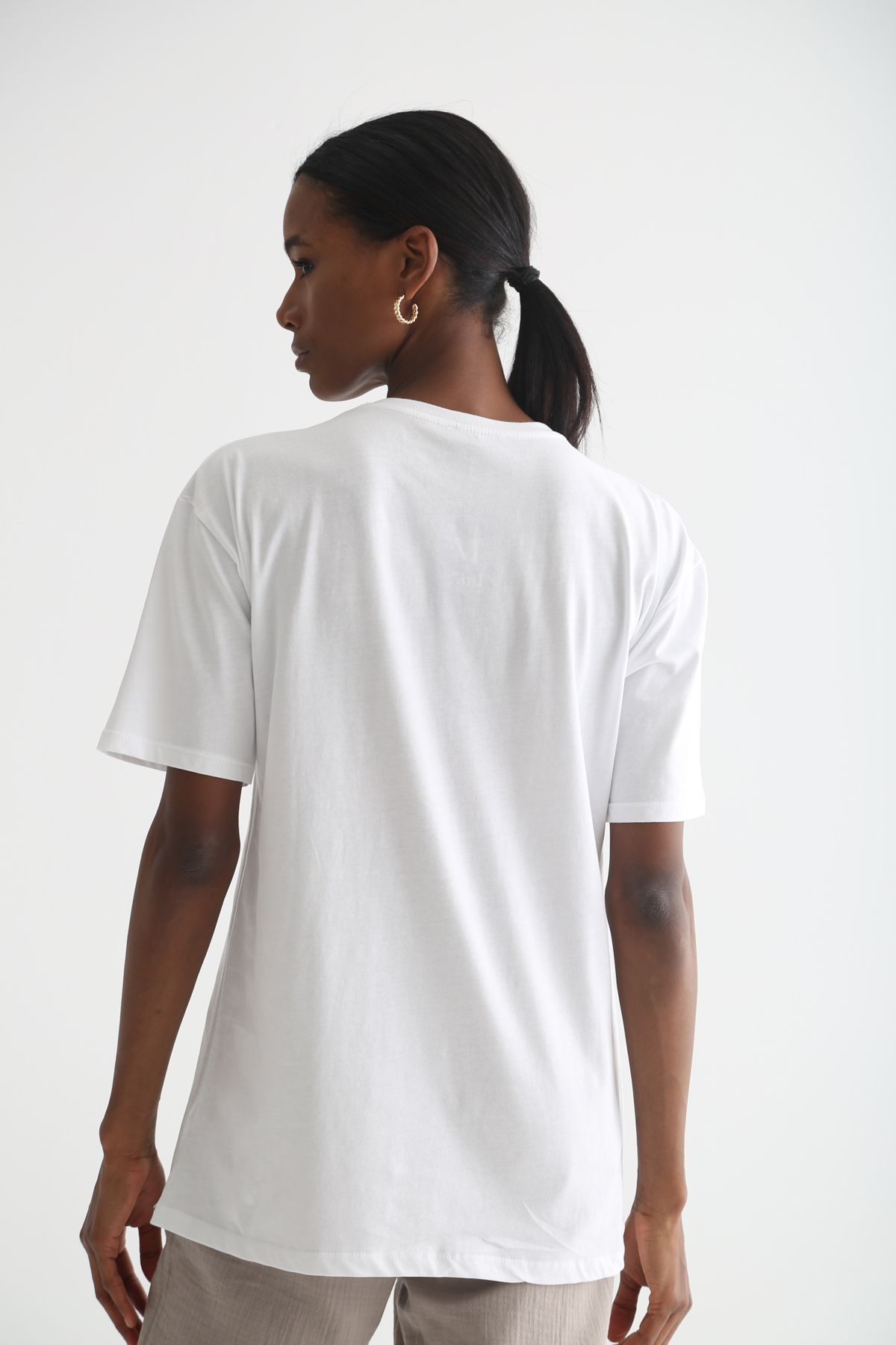 Beyaz Oakland Baskılı Tshirt 3323