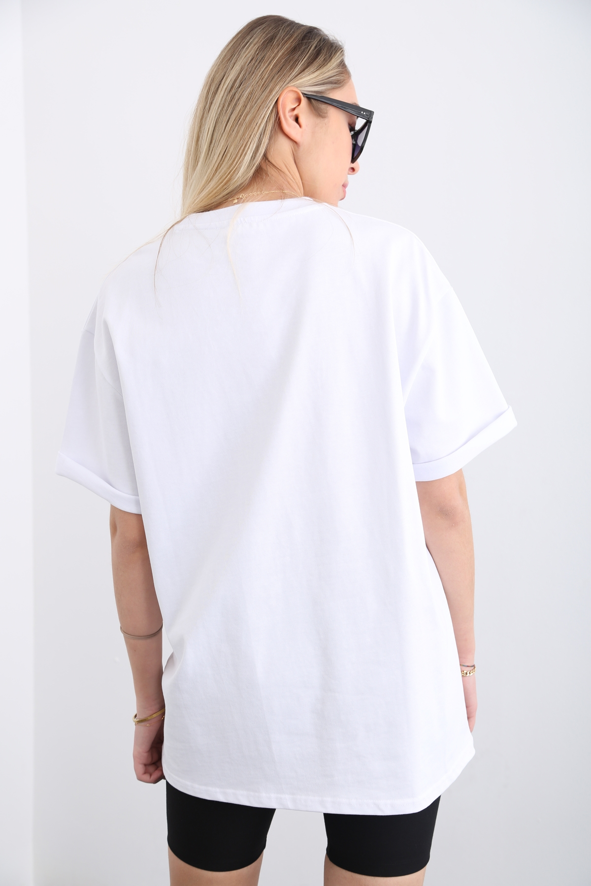 Beyaz Paris Baskılı Tshirt 