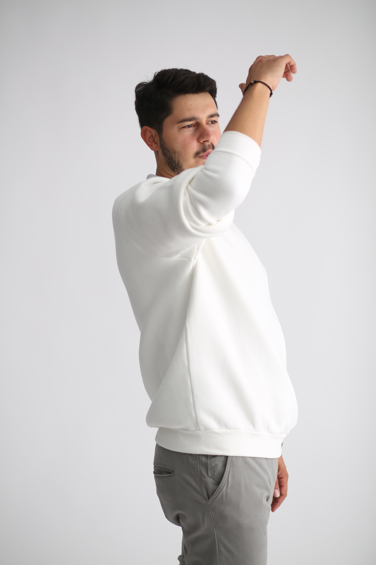 Beyaz Şardonlu Sweatshirt K-201-21
