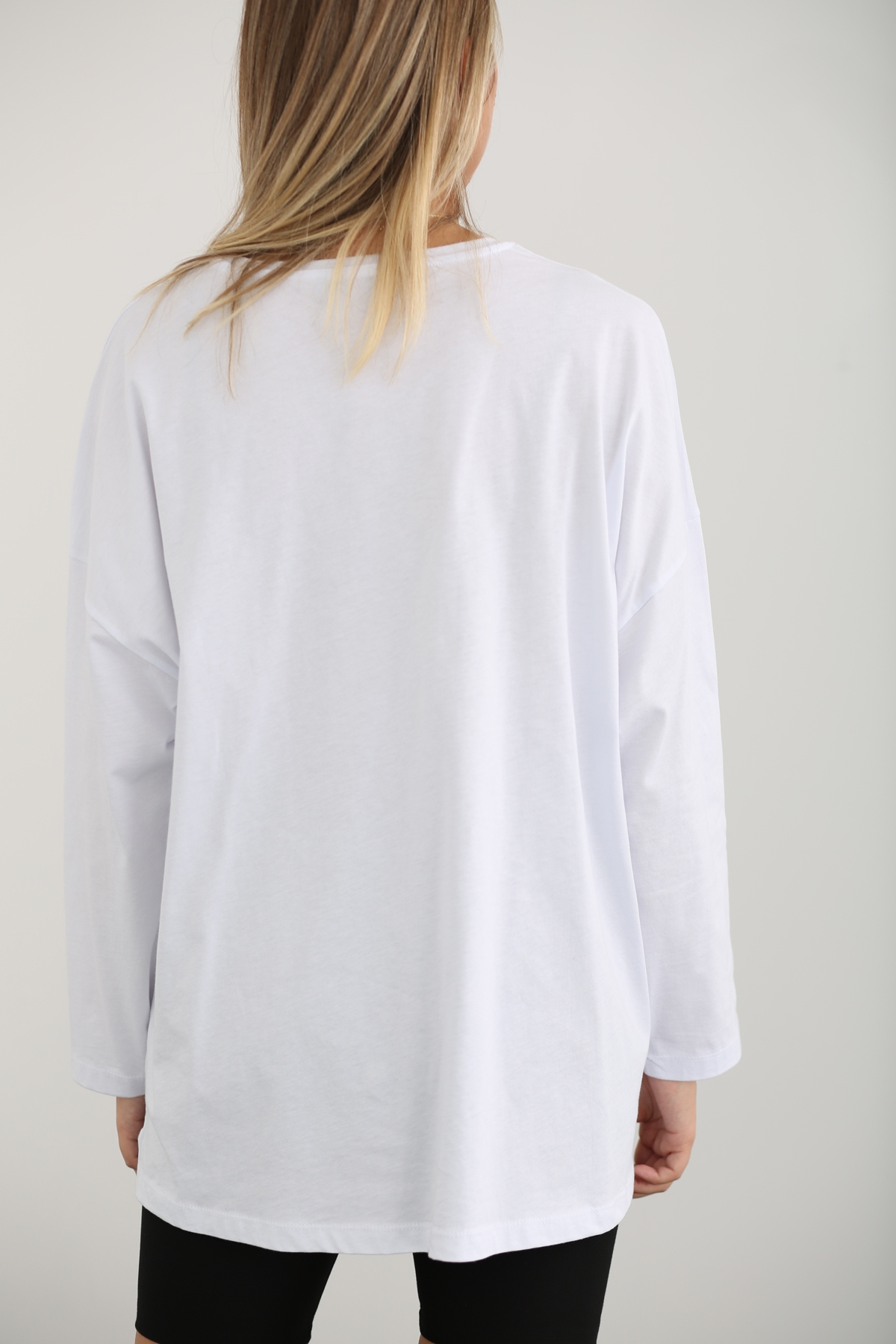 Beyaz Uzun Kol Basic Tshirt 0106