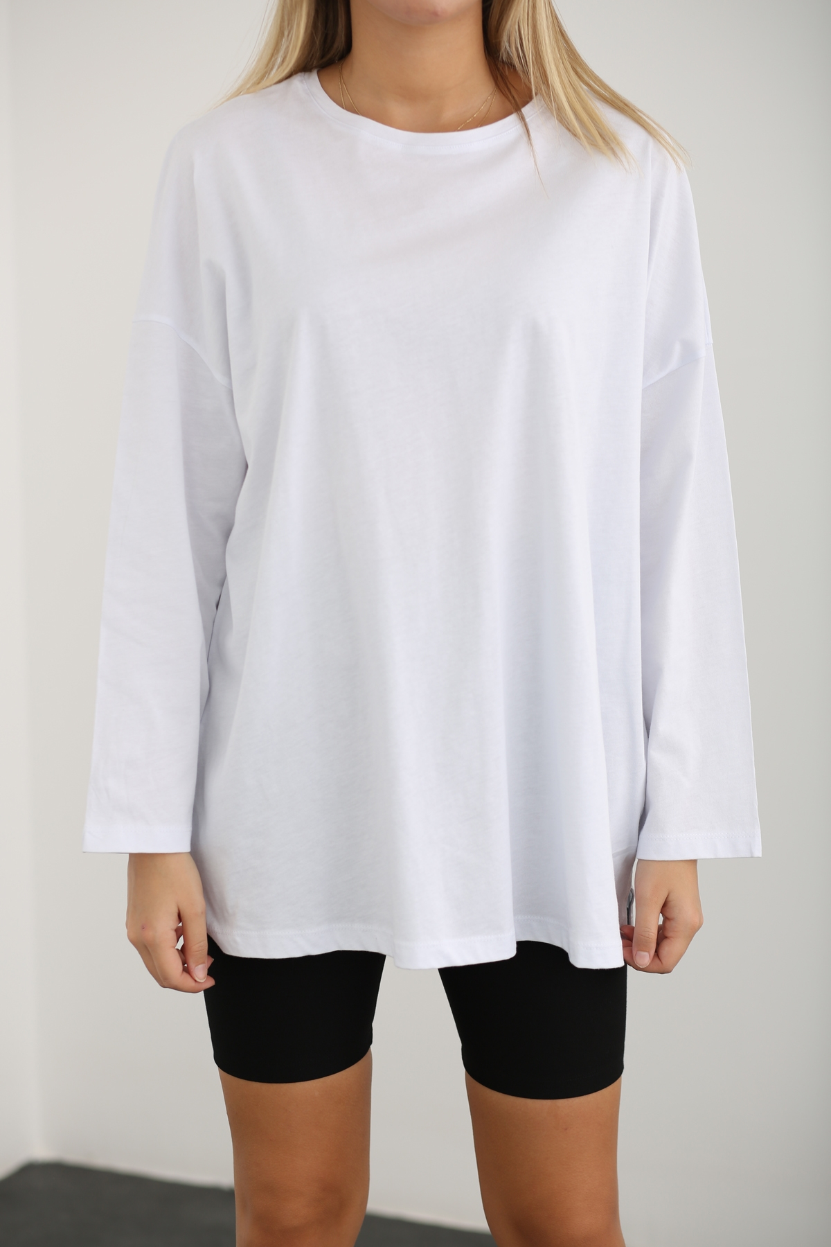 Beyaz Uzun Kol Basic Tshirt 0106