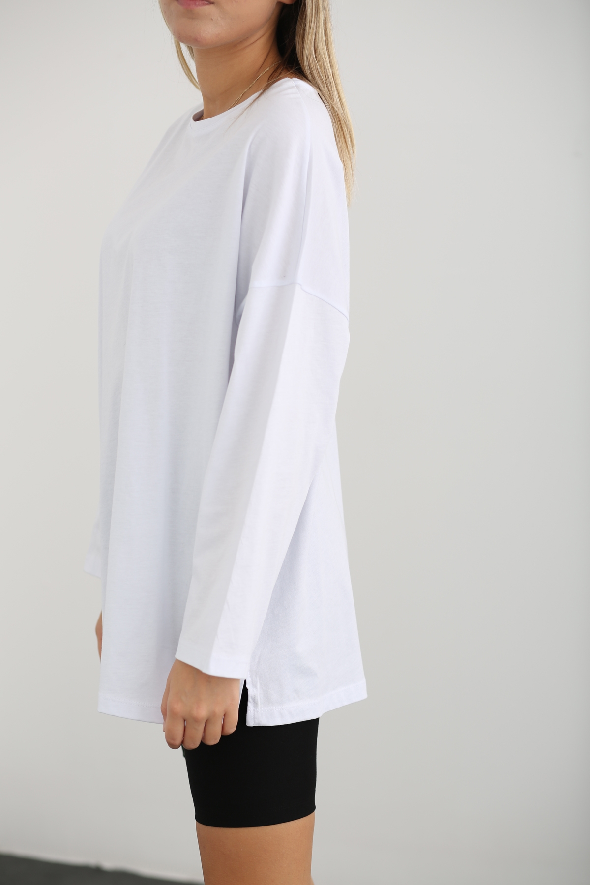 Beyaz Uzun Kol Basic Tshirt 0106