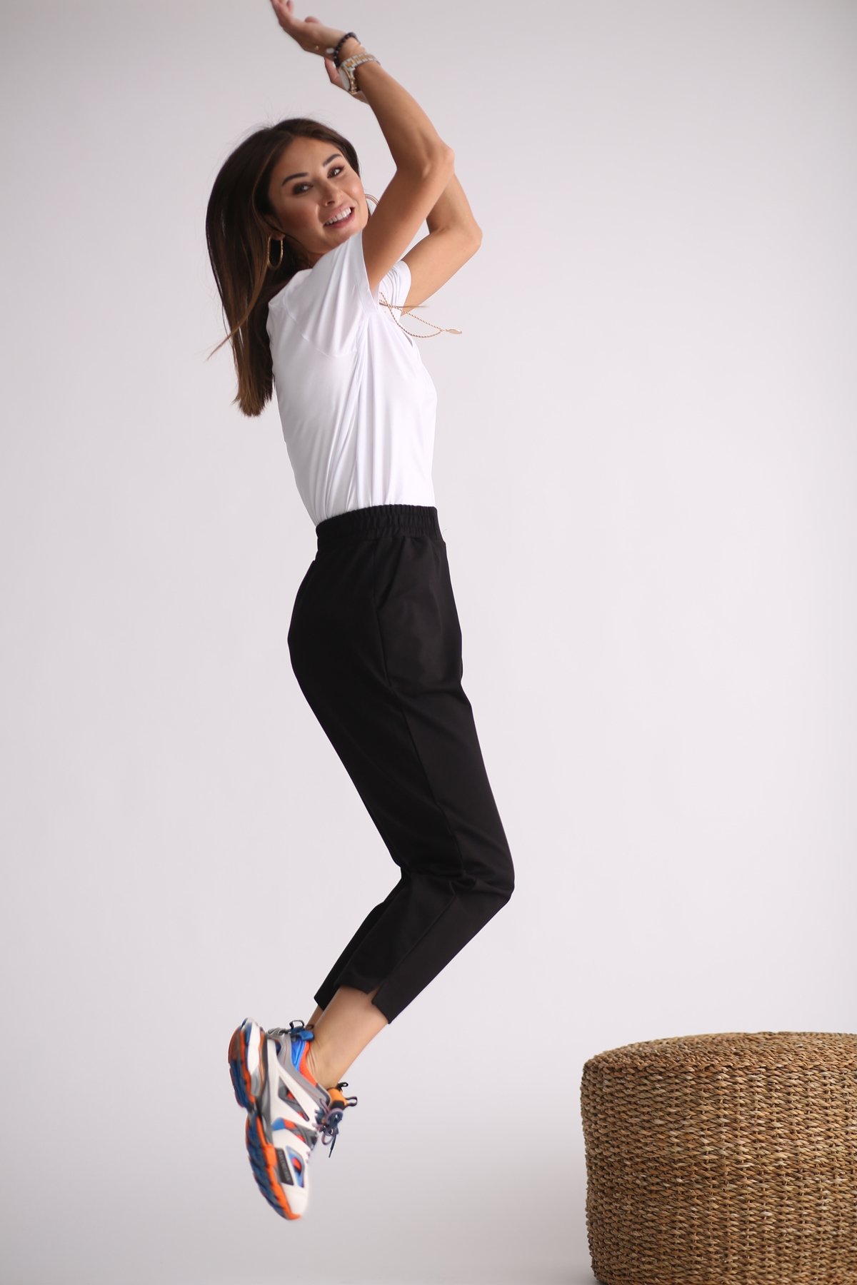 Beyaz V Yaka Tshirt-10002 