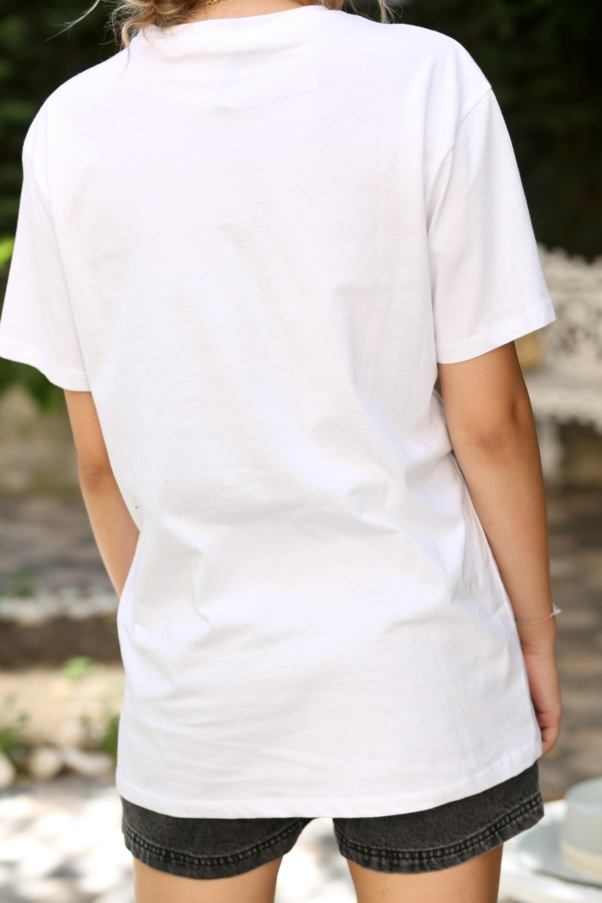 Beyaz Warning Baskılı Tshirt 3145