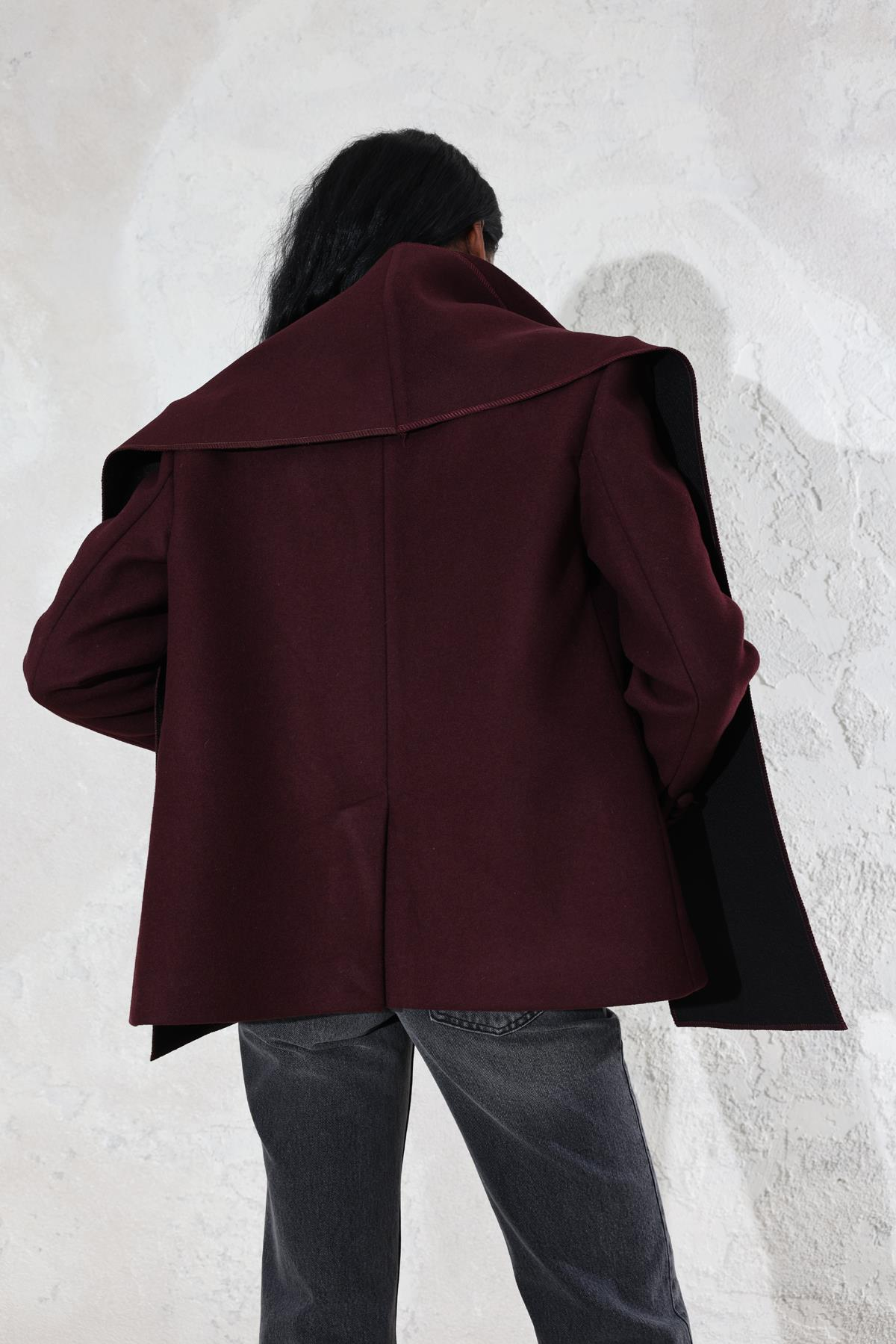 Bordo Atkılı Kaşe Blazer Ceket 509054