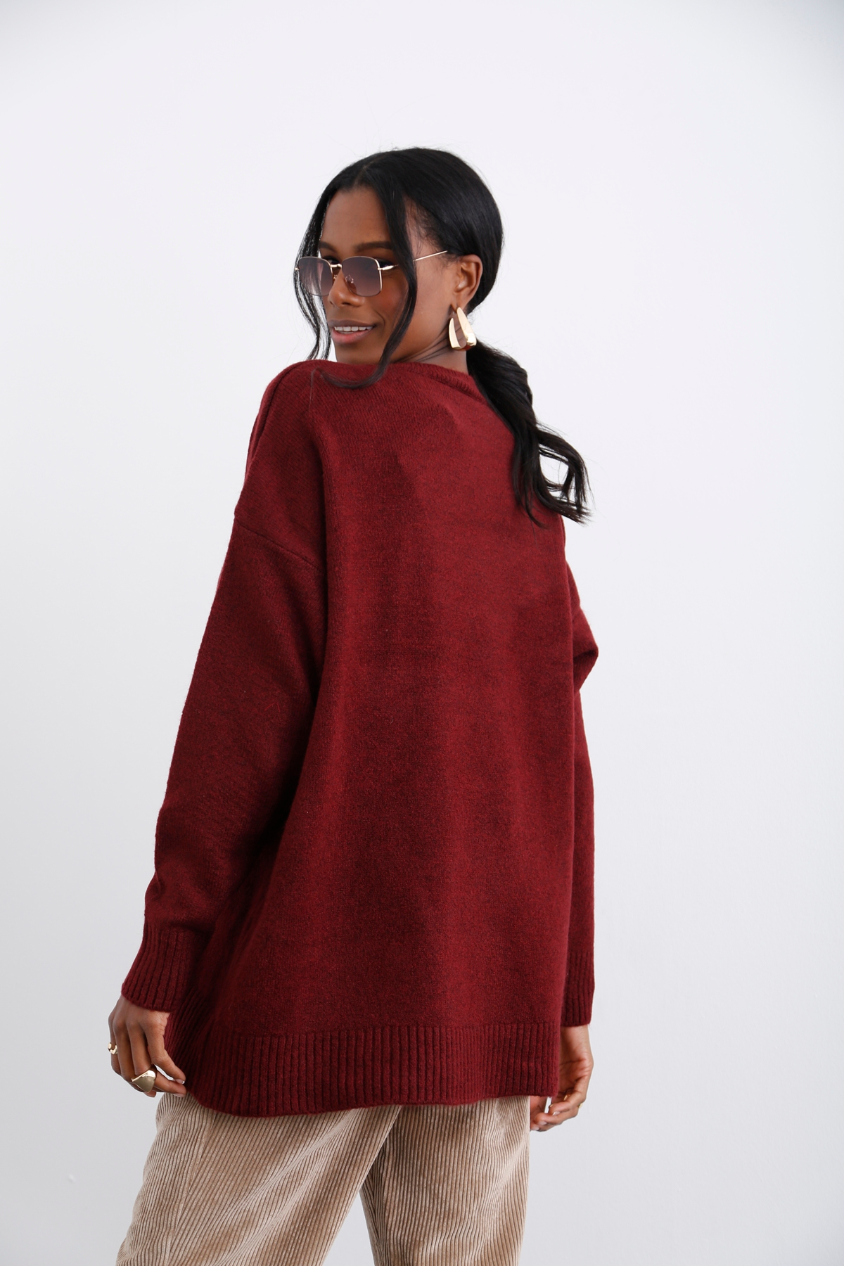 Bordo Bisiklet Yaka Basic Kazak 5190