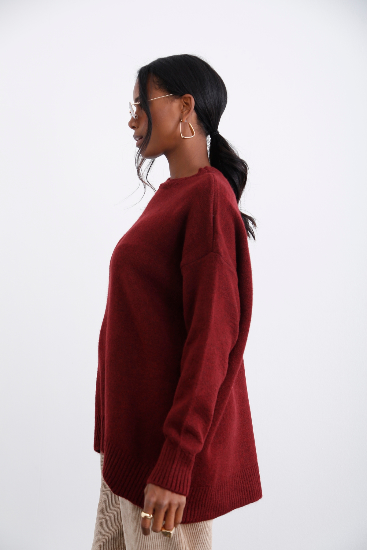Bordo Bisiklet Yaka Basic Kazak 5190