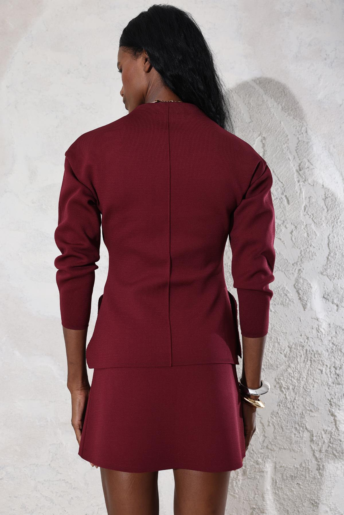 Bordo Çelik Örme İkili Takım 609015