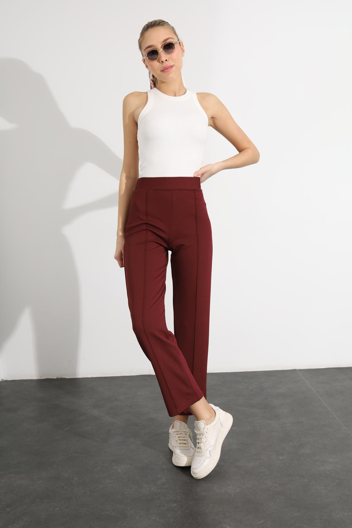 Bordo Comfort Likralı Pantolon 