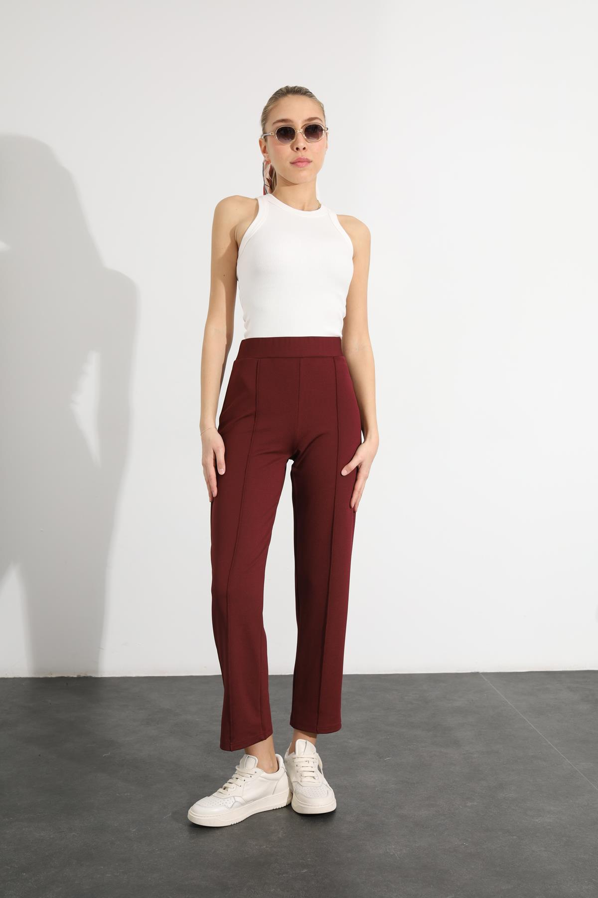 Bordo Comfort Likralı Pantolon 