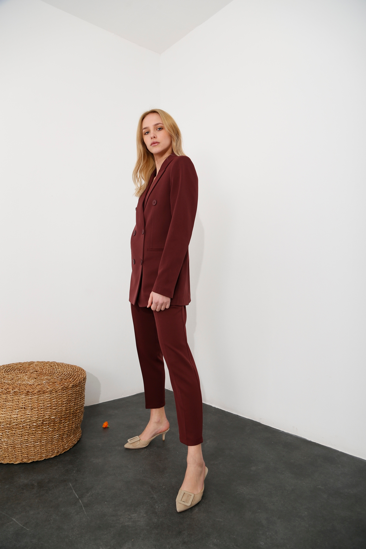 Bordo Dört Düğme Ceket Takım 43435