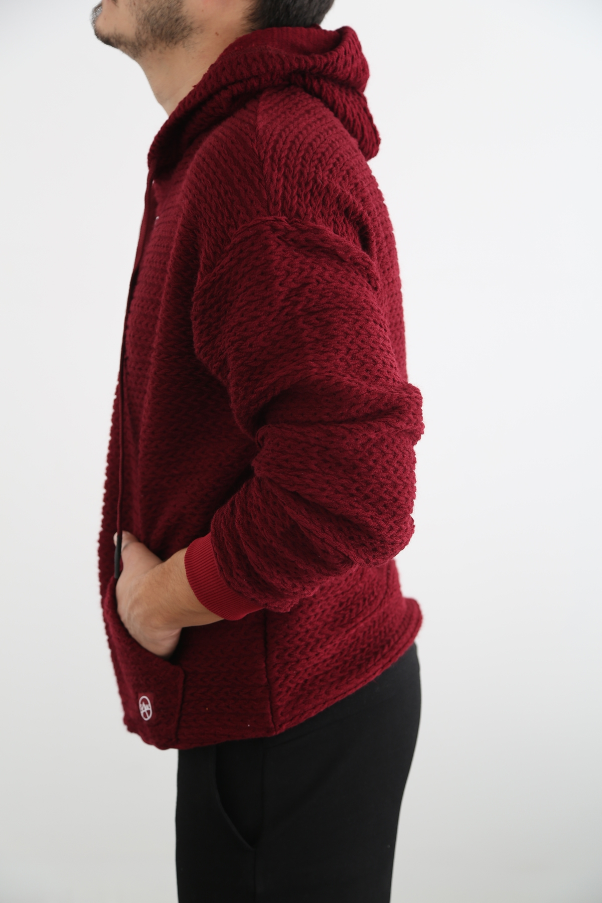 Bordo Erkek Kanguru Cep Sweatshirt 21519