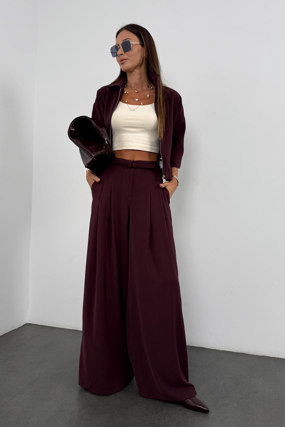 Bordo Gabardin Ceket 130983