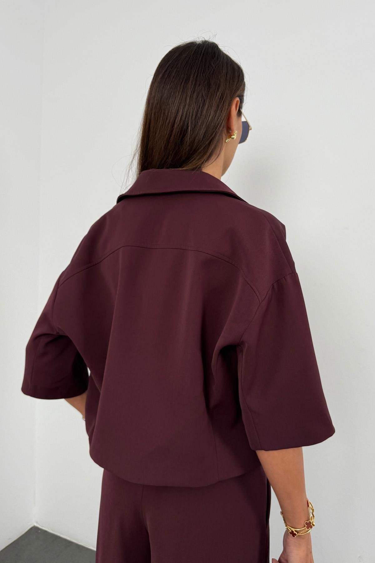 Bordo Gabardin Ceket 130983