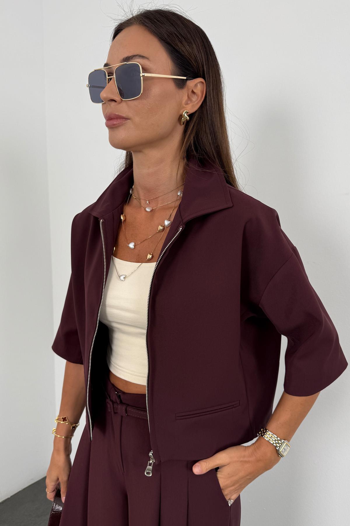 Bordo Gabardin Ceket 130983