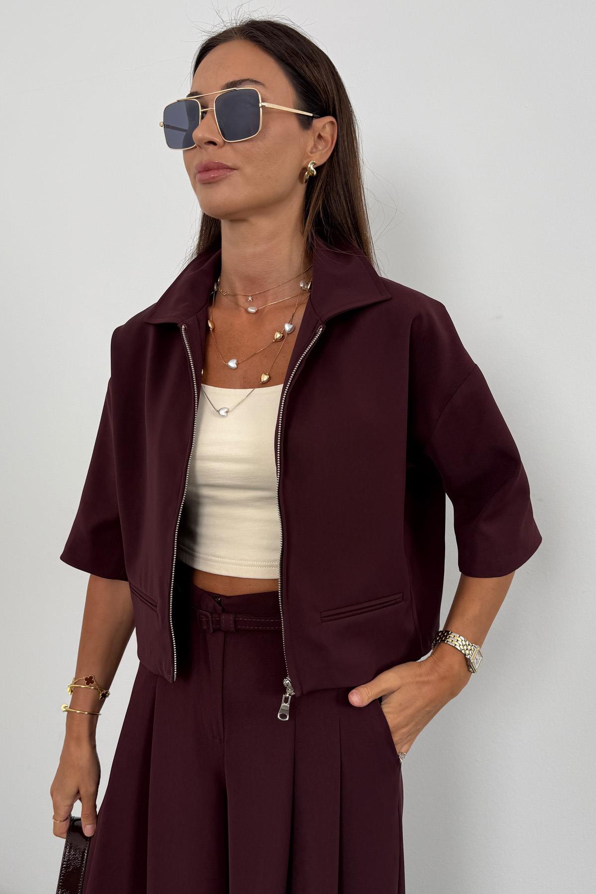 Bordo Gabardin Ceket 130983