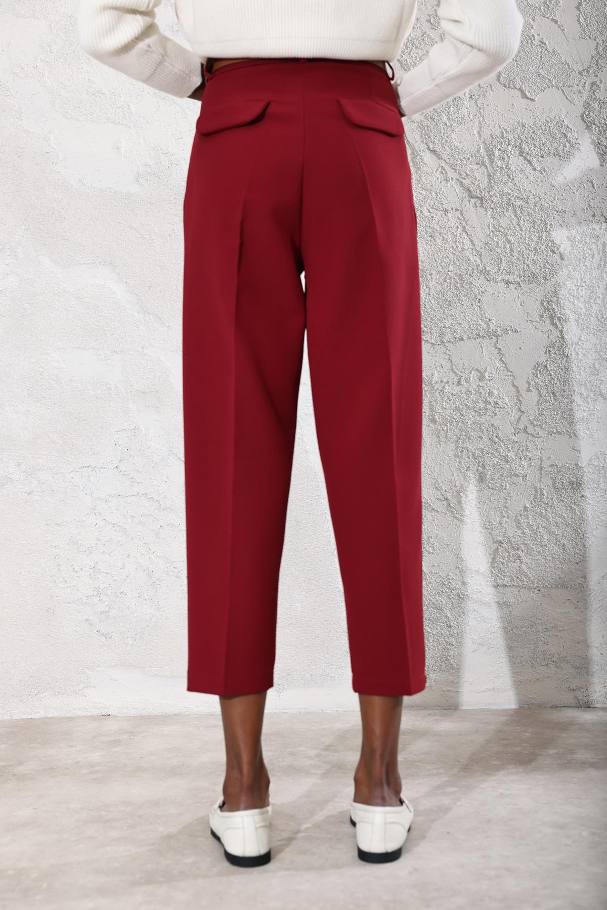 Bordo Kemerli Havuç Pantolon 50938