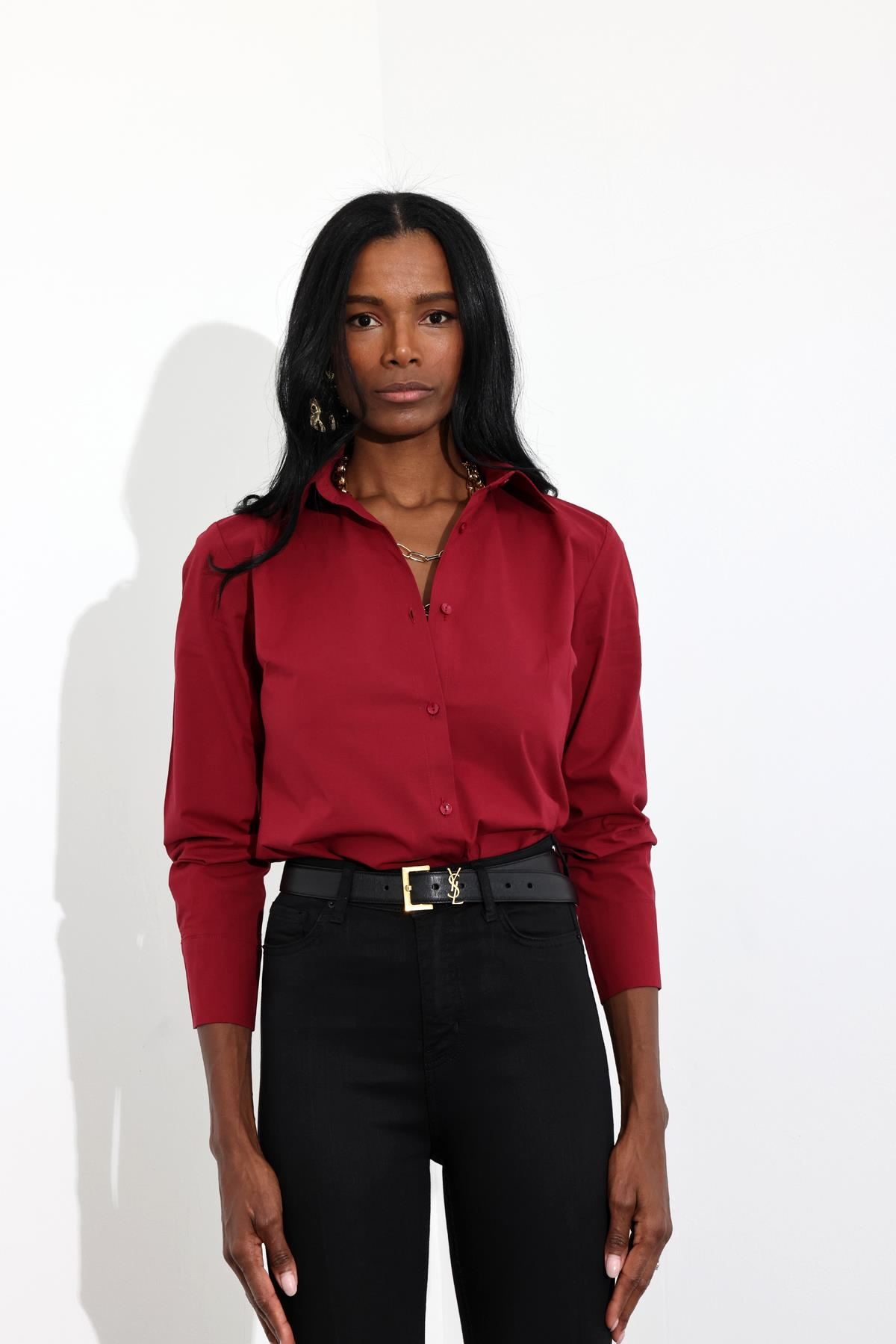 Bordo Slim Fit Gömlek 