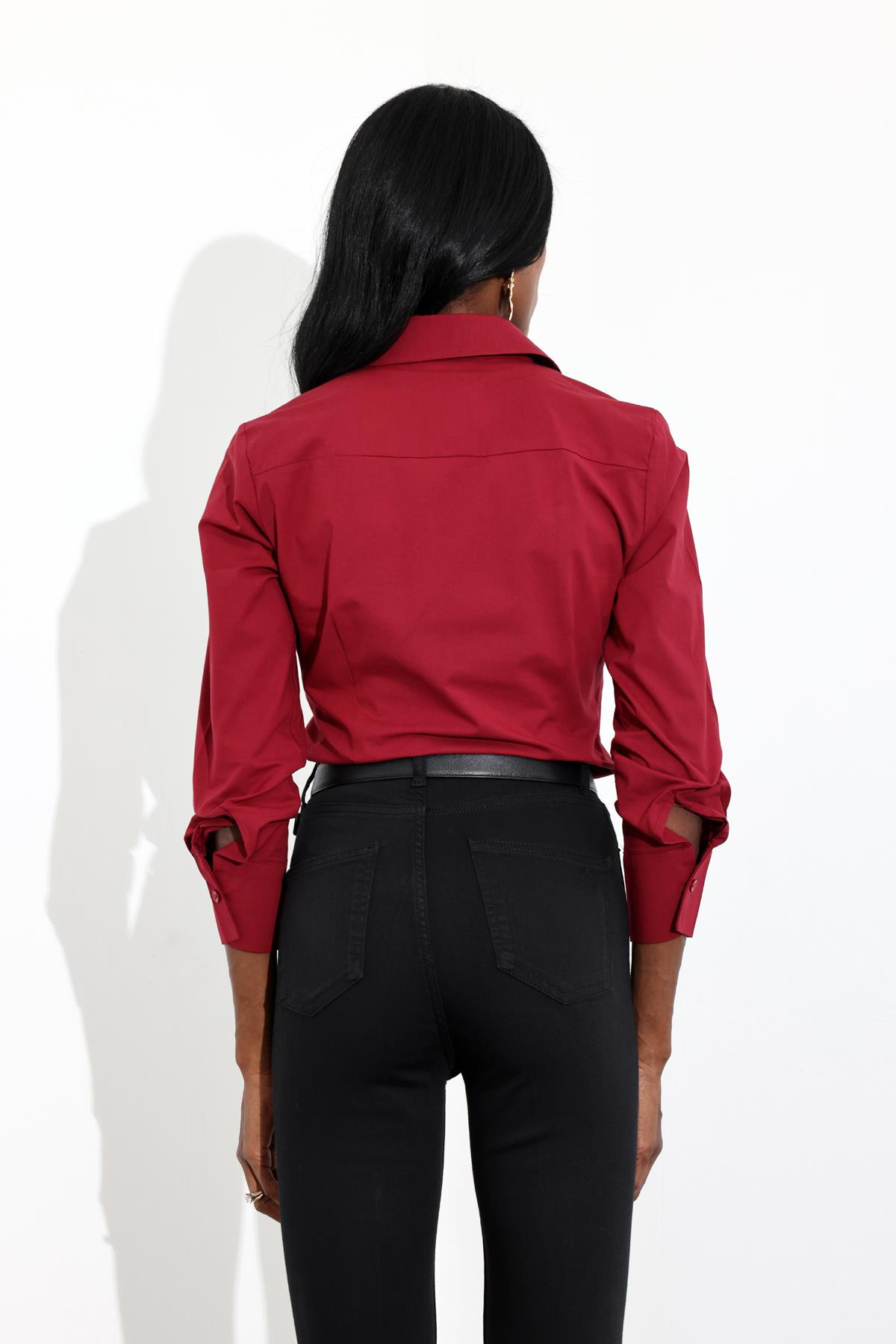 Bordo Slim Fit Gömlek 