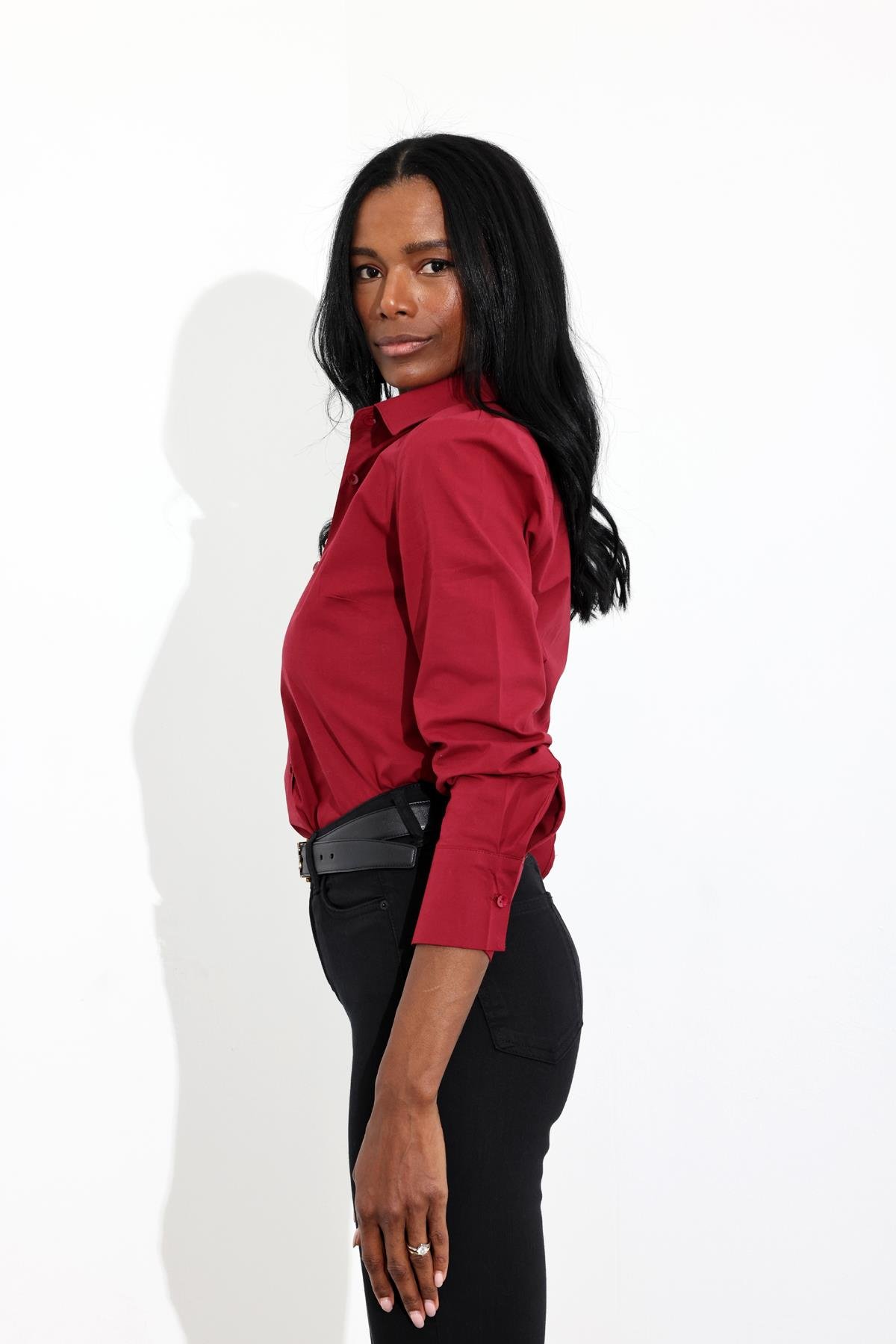 Bordo Slim Fit Gömlek 