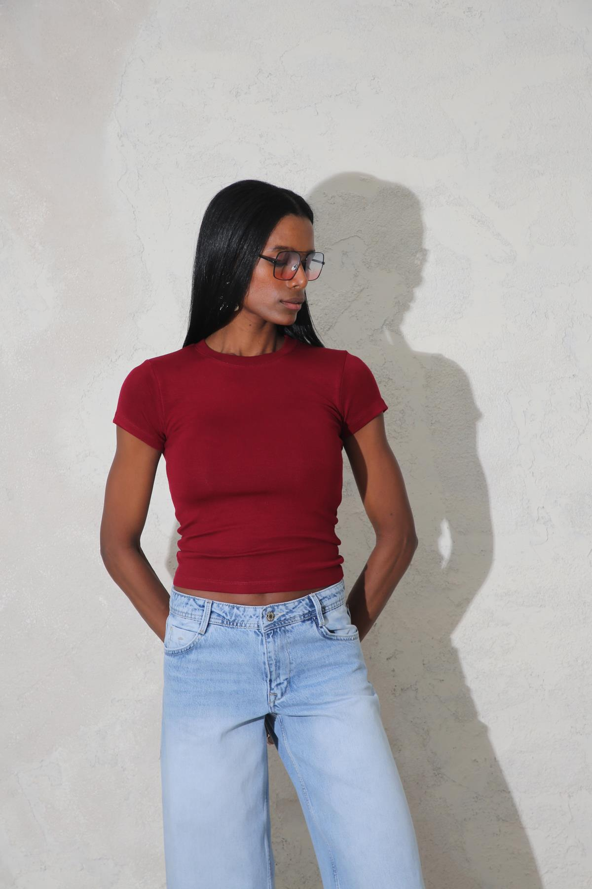 Bordo Soft Touch Bambu Basic Tişört 