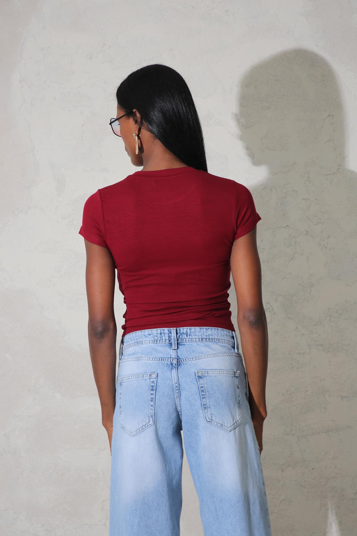 Bordo Soft Touch Bambu Basic Tişört 