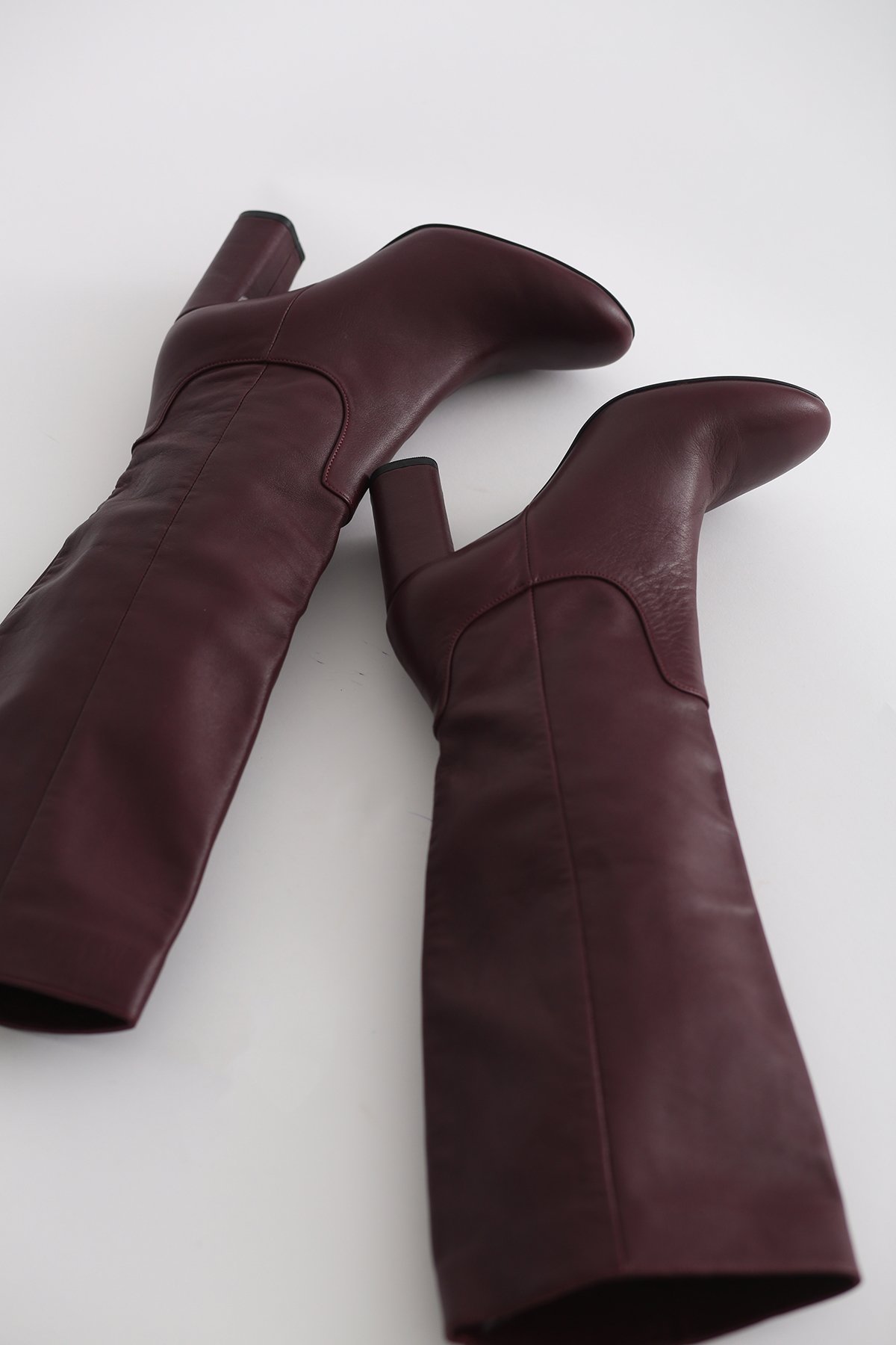 Bordo Topuklu Çizme 