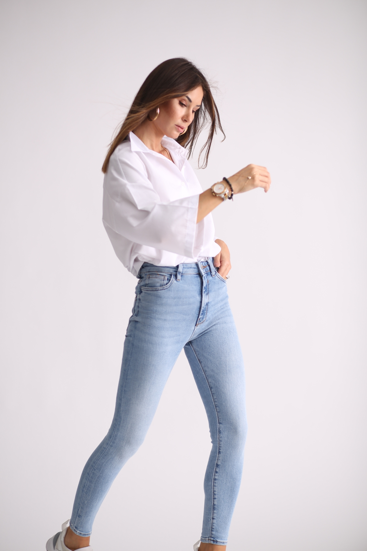 Buz Mavi Eskitmeli Toparlayan Jean 110098