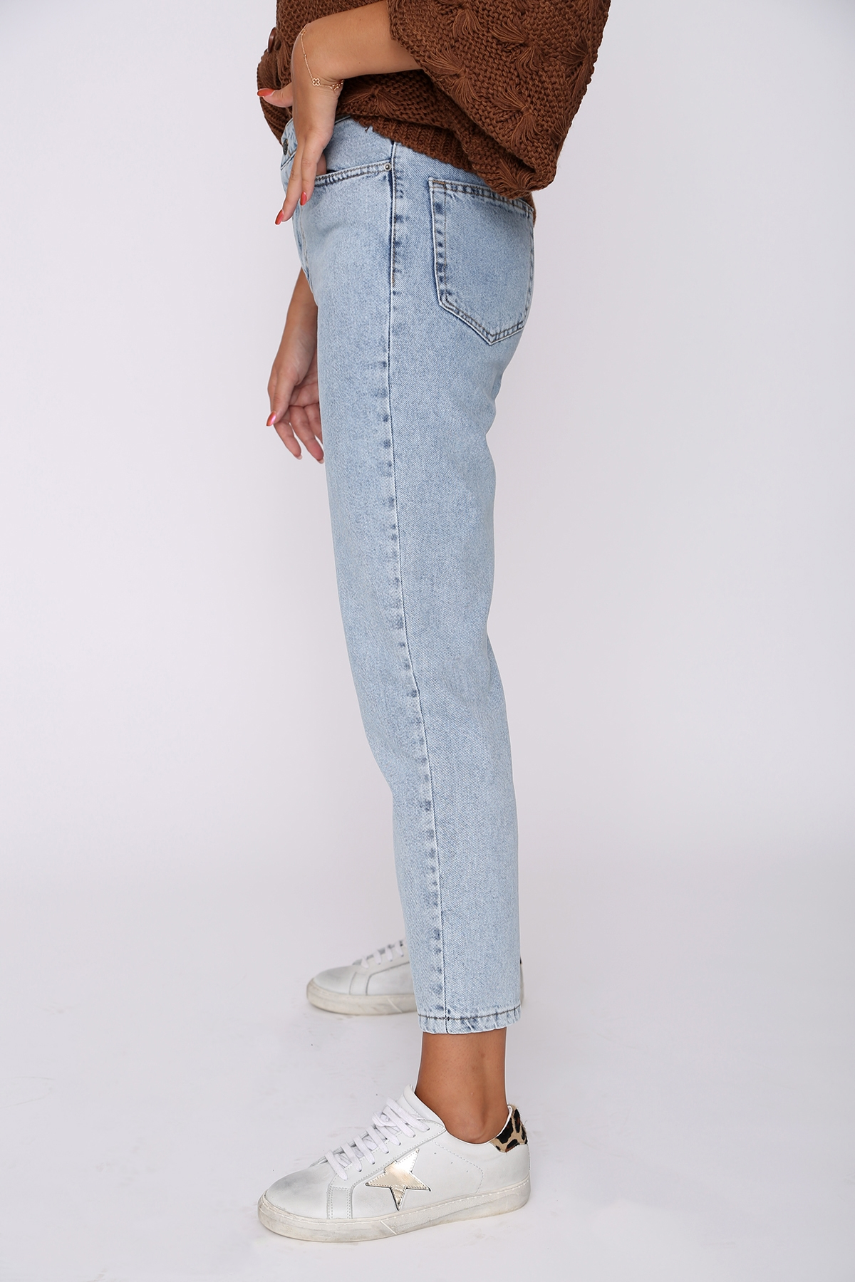 Buz Mavi Mom Jean Pantolon 