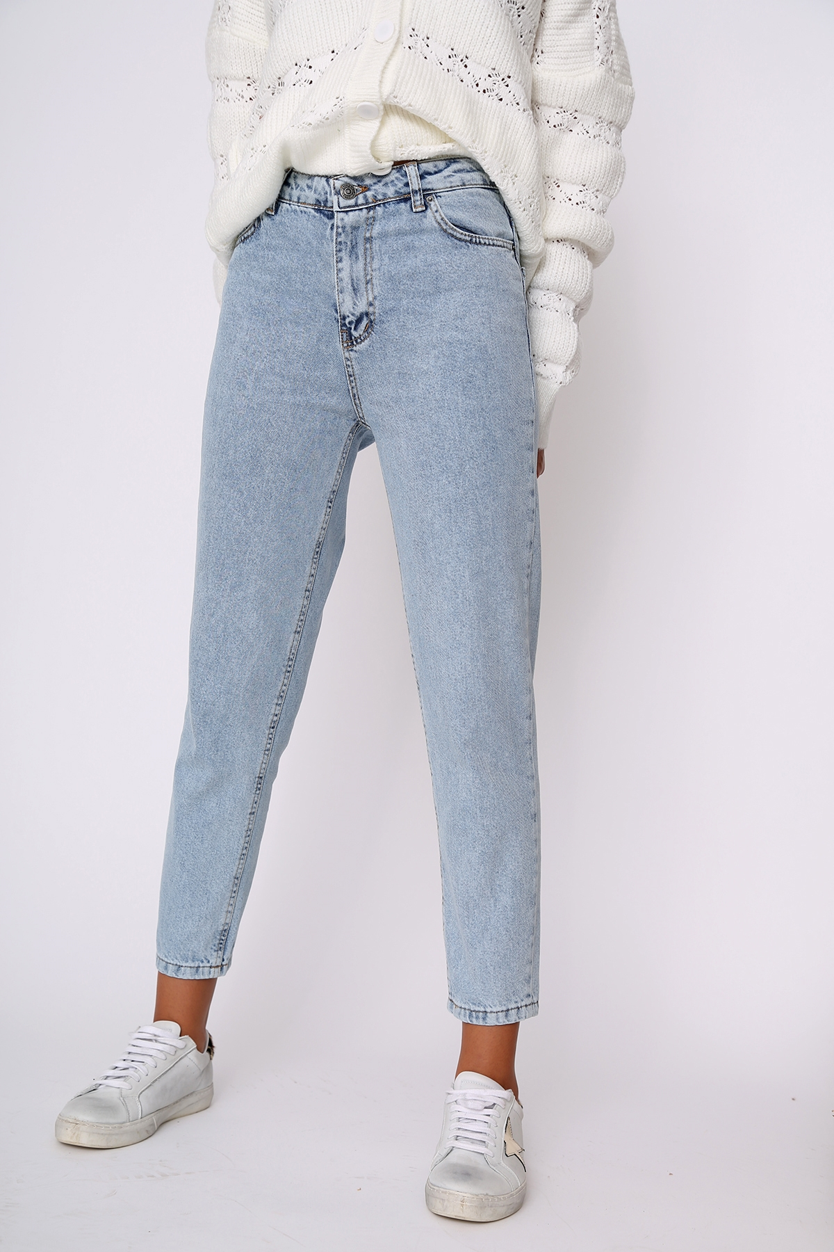 Buz Mavi Mom Jean Pantolon 