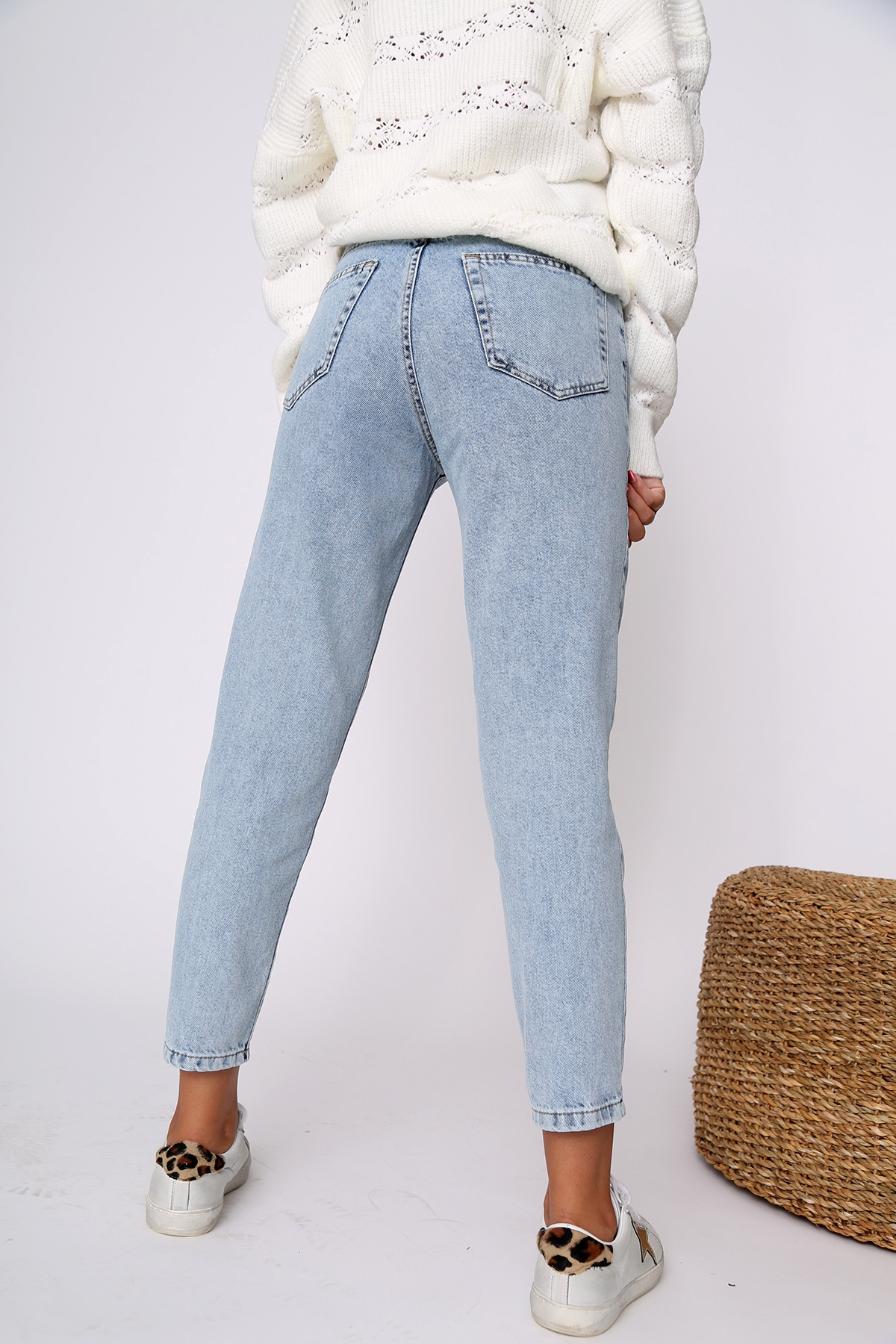 Buz Mavi Mom Jean Pantolon 