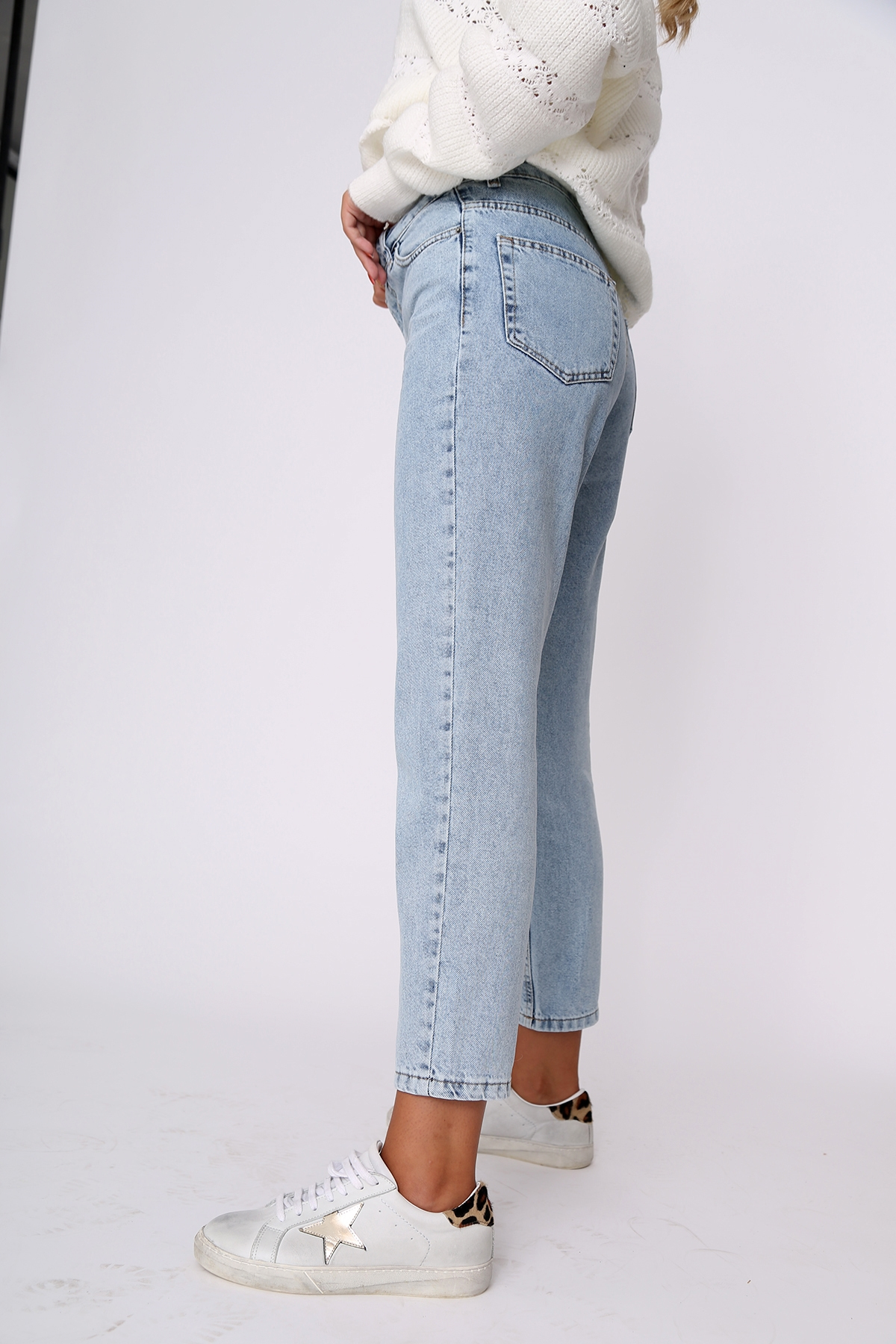 Buz Mavi Mom Jean Pantolon 