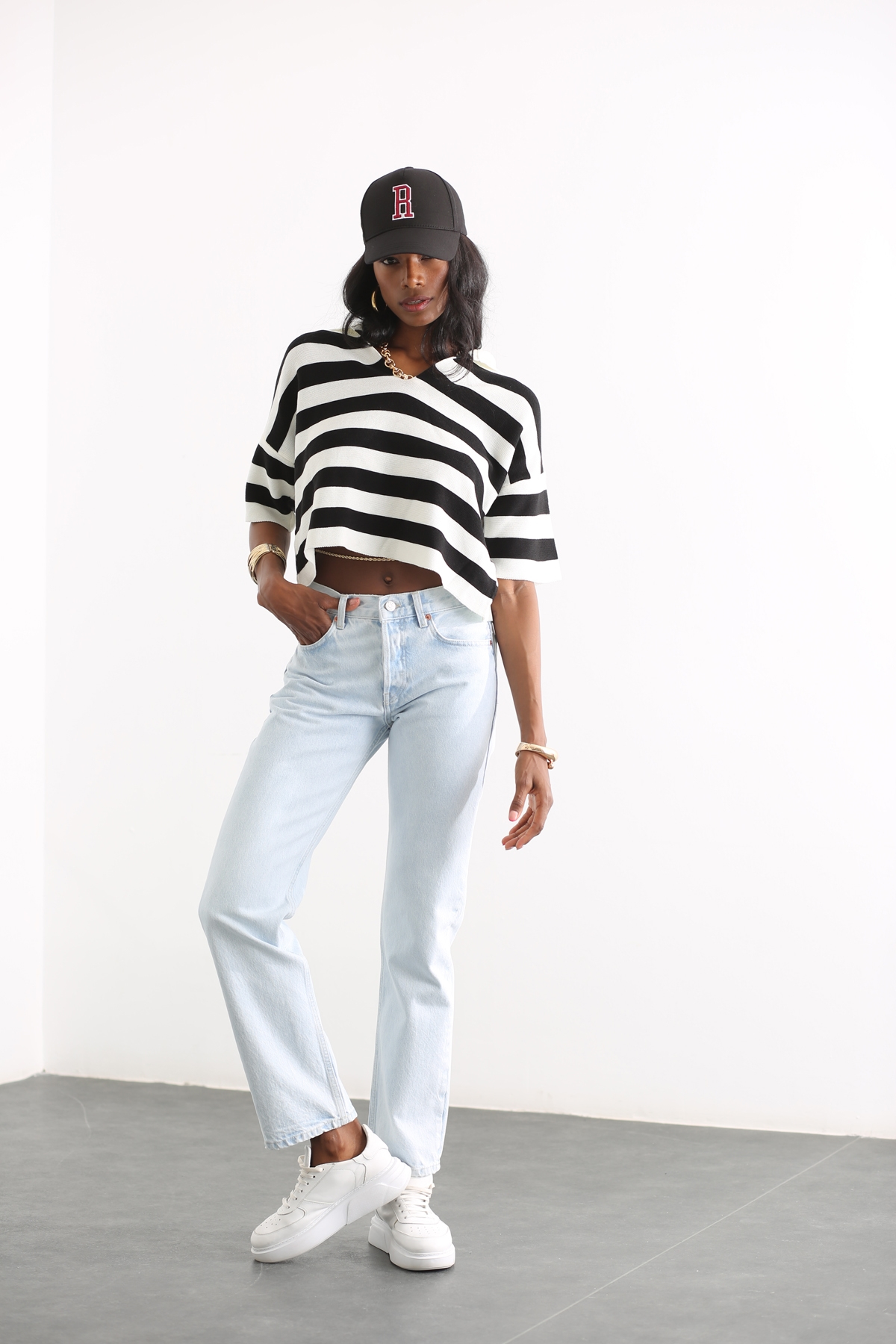 Buz Mavi Orta Bel Straight Jean 