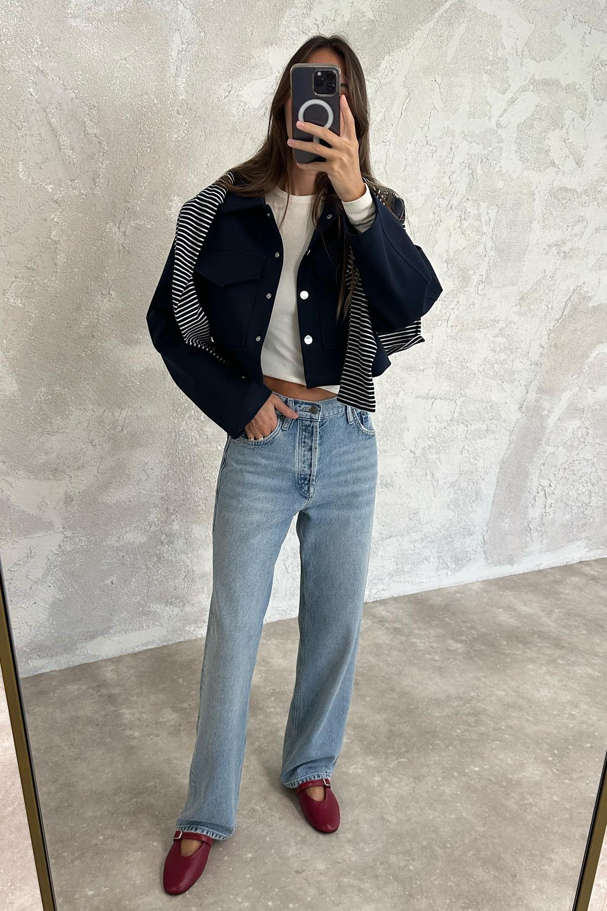 Buz Mavi Yüksek Bel Straight Fit Jean 