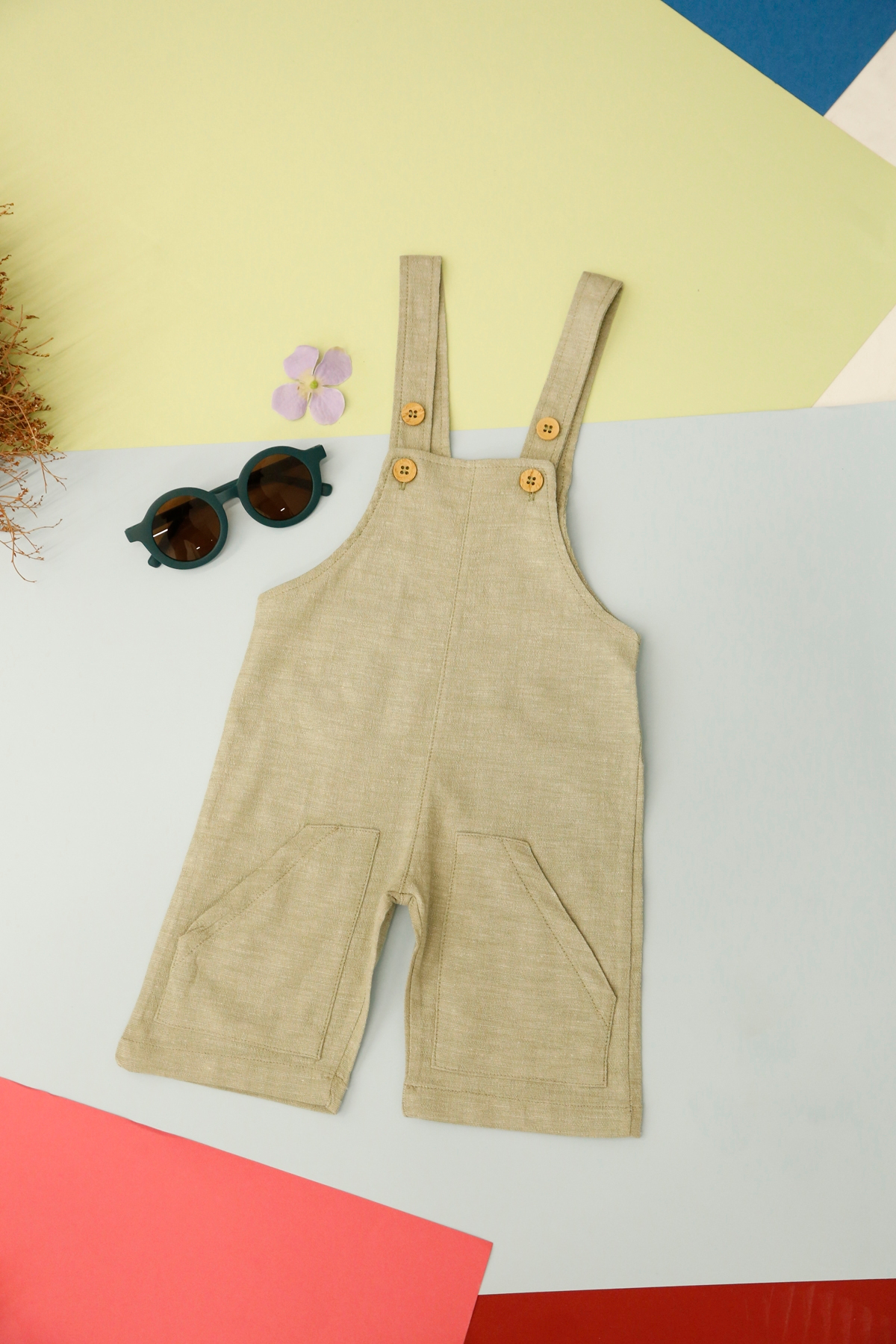 Çağla Yeşili Unisex Keten Salopet 10027-065