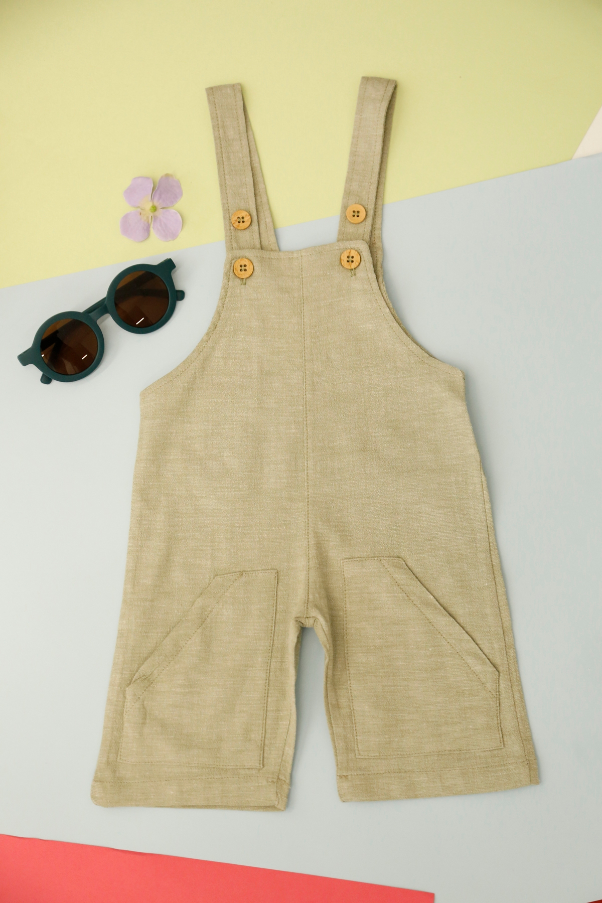 Çağla Yeşili Unisex Keten Salopet 10027-065